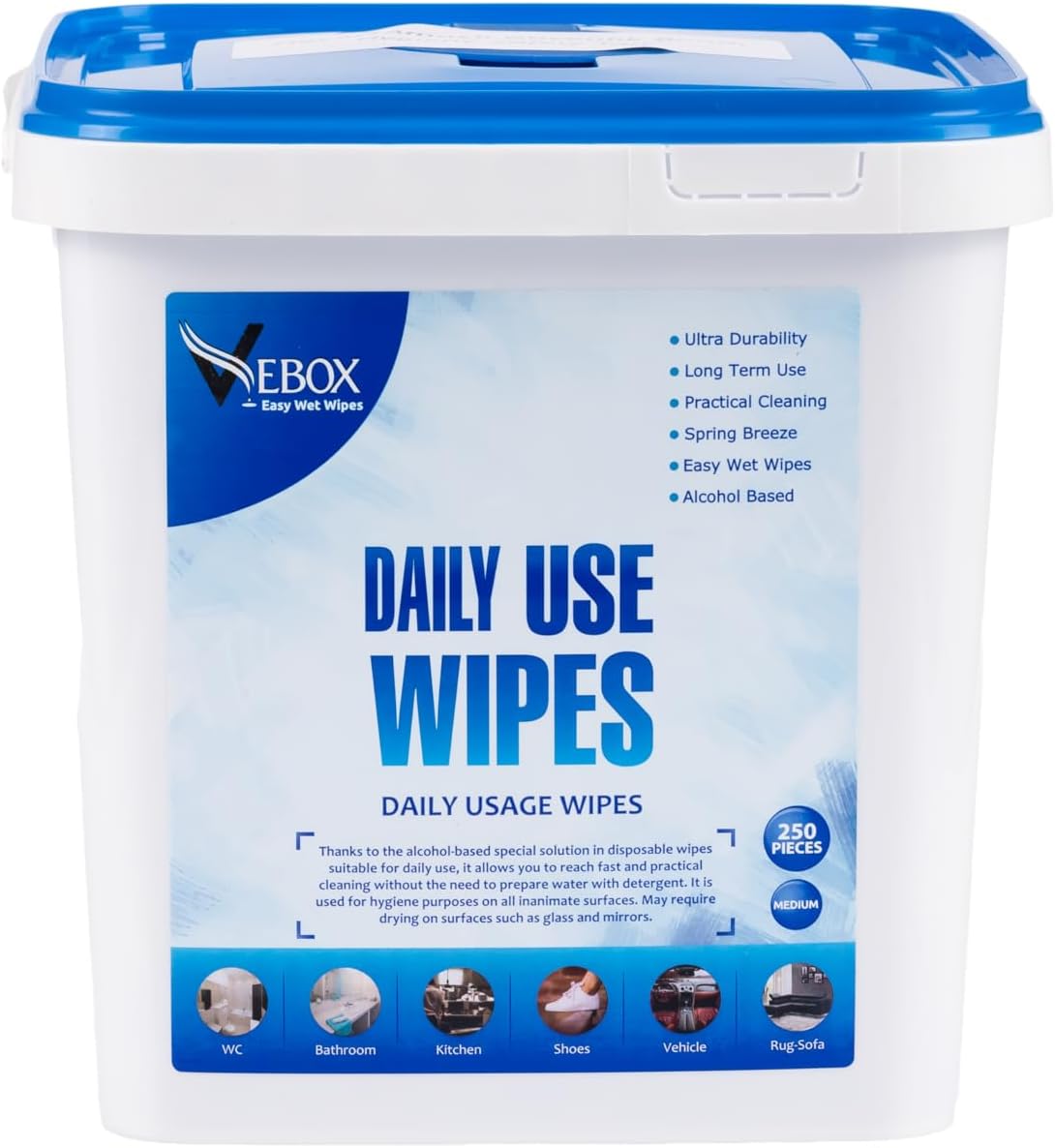 VEBOX Daily Use Wipes 250 M Pieces Easy Wet Wipes For Multi
