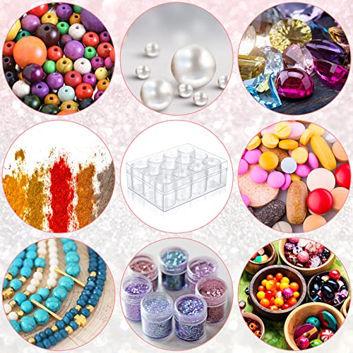 Image of Xinnun 8 Pcs Bead Organizer Transparent diamond art storage with Lid Plastic Embroidery Bead Storage Containers for DIY Crafts Jewelry Earring Sewing Pills Nail Small Items, Clear (12 Grids)