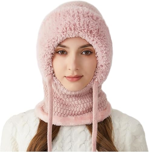 3 in 1 Beanie Hat for Women, Womens Balaclava Winter, Cold Knitted Hats Wind Res