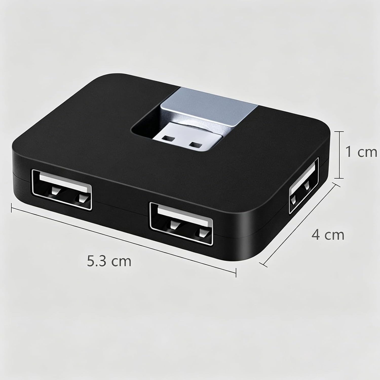 USB 2.0 Hub, 4-Port Mini U-Shape Data Transfer Hub for PC Laptop Desktop, Plug and Play, Black