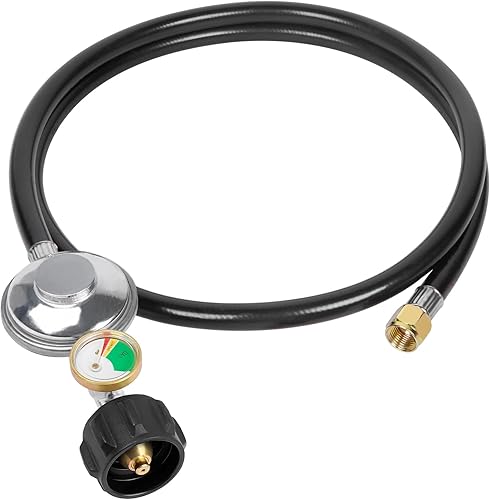 SHINESTAR Regulador y Manguera Universal para Parrilla de Gas de 3.5 Pies con Manómetro, Repuesto para Calentador de Patio, Weber, Charbroil,