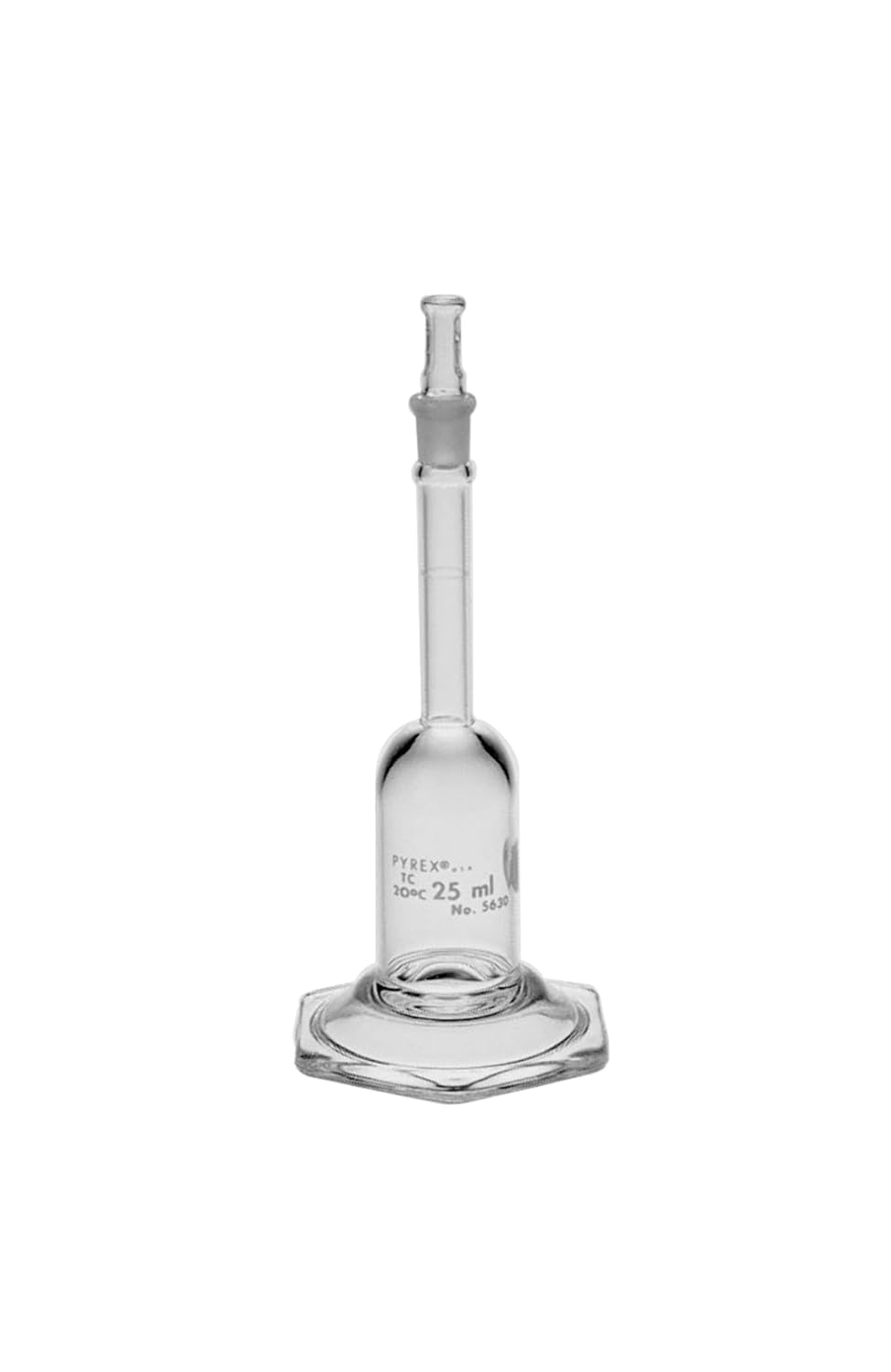 Corning Pyrex Borosilicate Glass Class A Certified and Serialized Flat Bottom Micro Volumetric Flask with Standard Taper Stopper, 5ml Capacity (Case of 6)