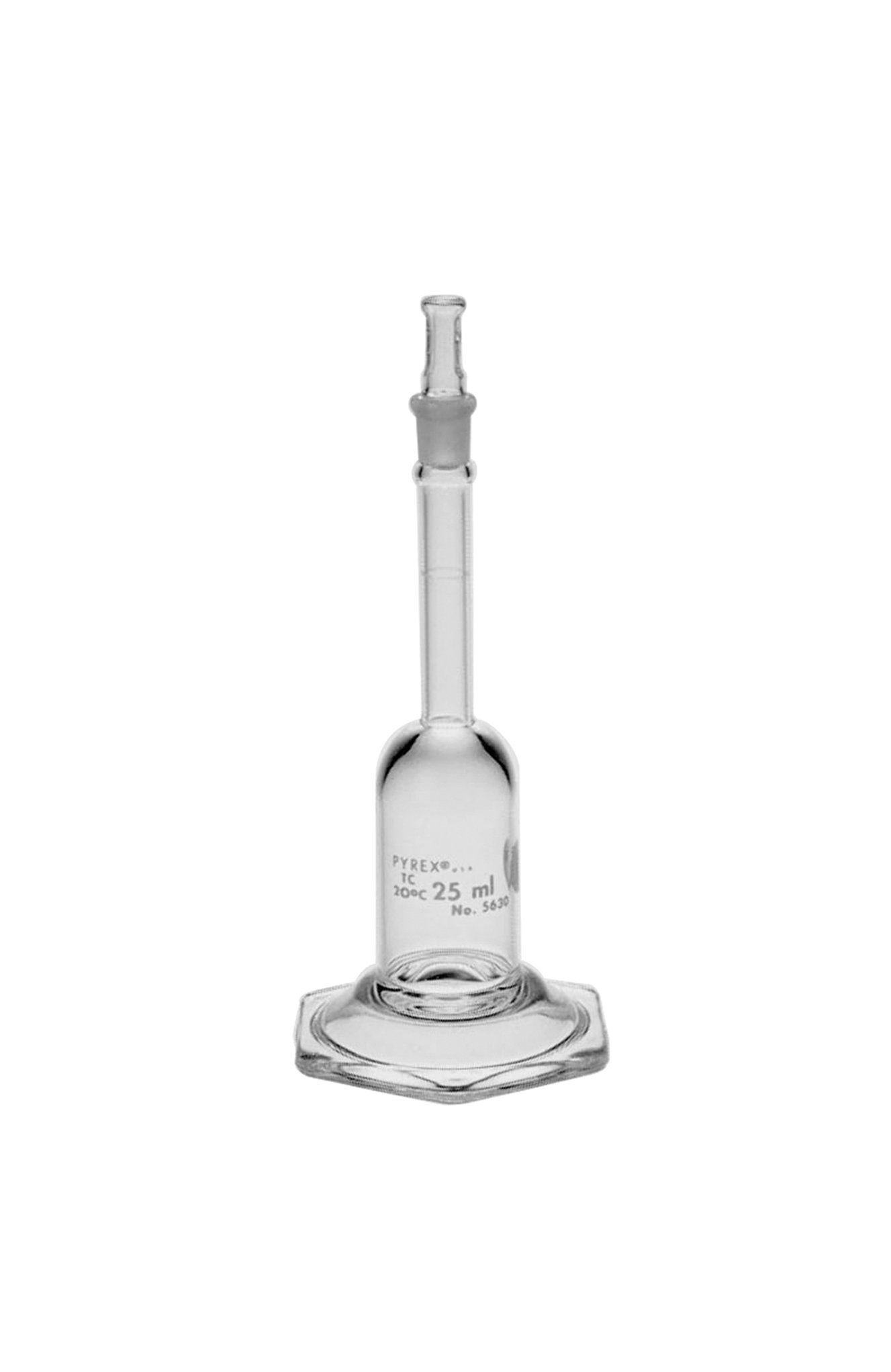 Corning Pyrex Cristal de borosilicato clase A Certificado y serializado inferior plana Micro volumétrico frasco con tapón (estándar, 5 ml Capacity, 6