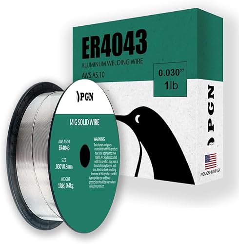 PGN - Alambre de soldadura MIG de aluminio ER4043, 0.030 pulgadas, carrete de 1 libra, alambre MIG de aluminio con silicona para fluidez de charco y