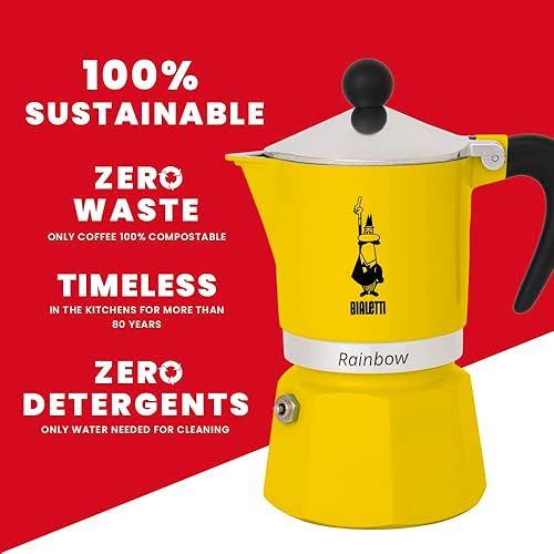 Miniatura 5 de Caffettiera gialla Bialetti rainbow 3 tazze alluminio 4982