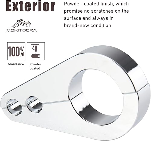Miniatura 7 de MokitDora 1" Manillar o Marco Doble Agujero Acelerador Embrague Cable Freno Línea Abrazadera Universal para Harley, Cromo