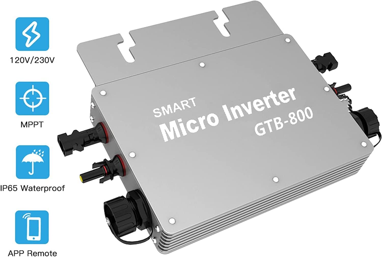 Onduleur Micro Grid Tie, 800 W Onduleur Solaire Micro Inverter, Contrôle WiFi étanche IP65, Identification Automatique Sortie AC 220 V 800 W Micro Inverter Solar Grid Tie