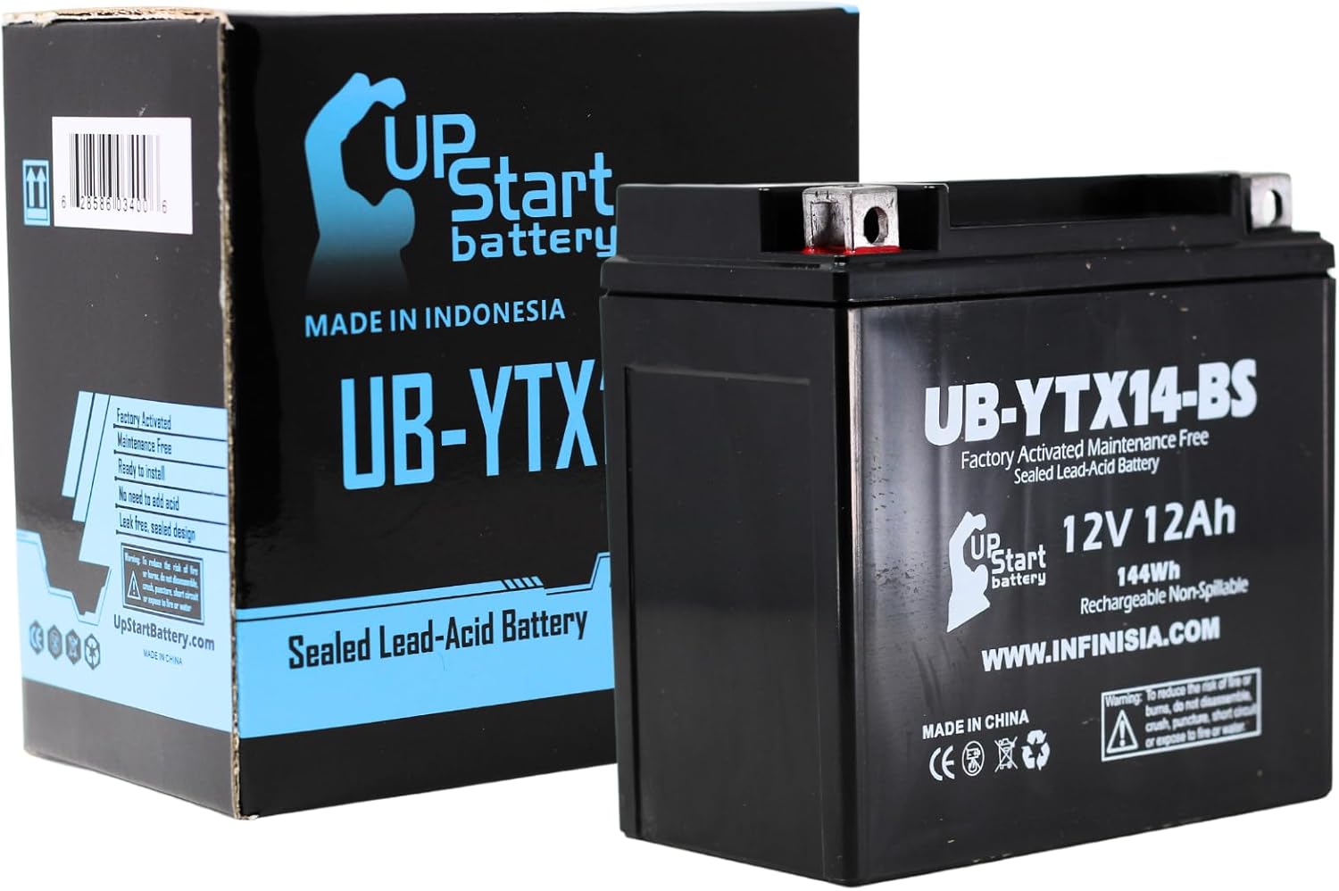 Replacement for 2012 Hyosung GT250, R 250 CC Factory Activated, Maintenance Free, Motorcycle Battery – 12V, 12AH, UB-YTX14-BS Replacement for 2012 Hyosung GT250, R 250 CC Factory Activated, Maintenance Free, Motorcycle Battery – 12V, 12AH, UB-YTX14-BS