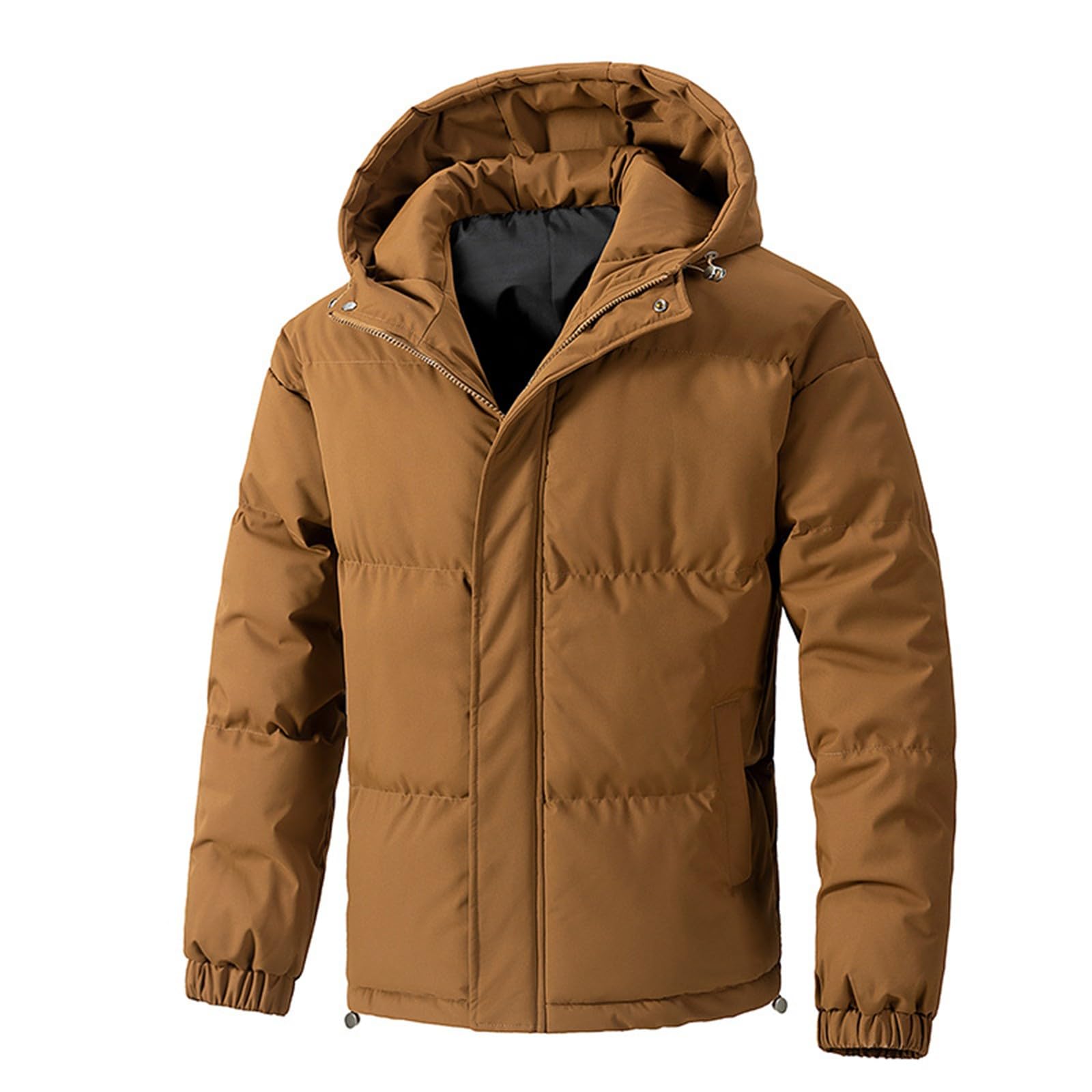 Piumino invernale classico da uomo, leggero, con cappuccio, trapuntato, isolato, imbottito, con cerniera, con tasche, per escursionismo, campeggio, viaggi