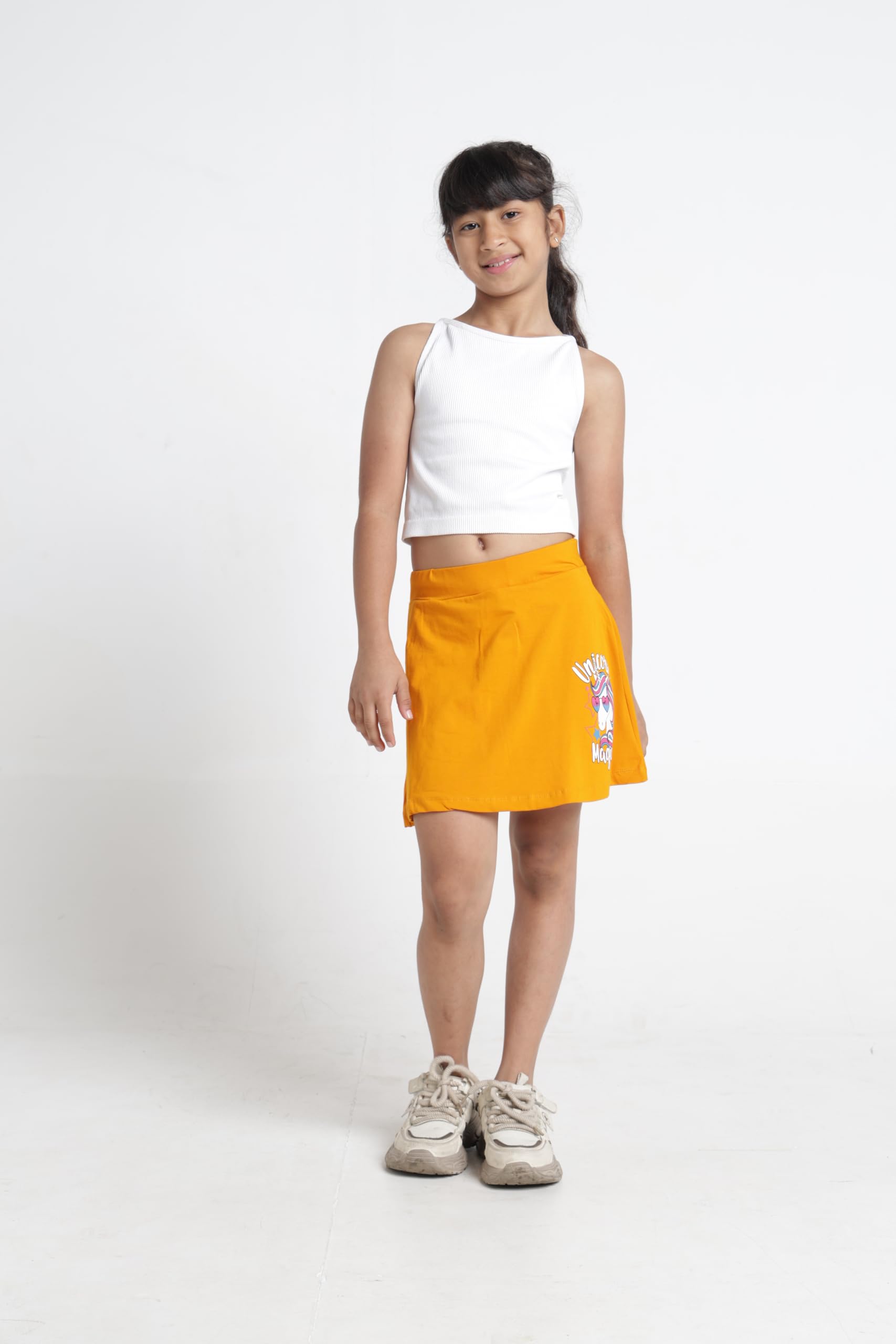 T2F Falda patinadora sobre la rodilla para niña con pantalones cortos interiores Tejido suave 100% algodón transpirable Talla súper suave para la máxima comodidad y seguridad