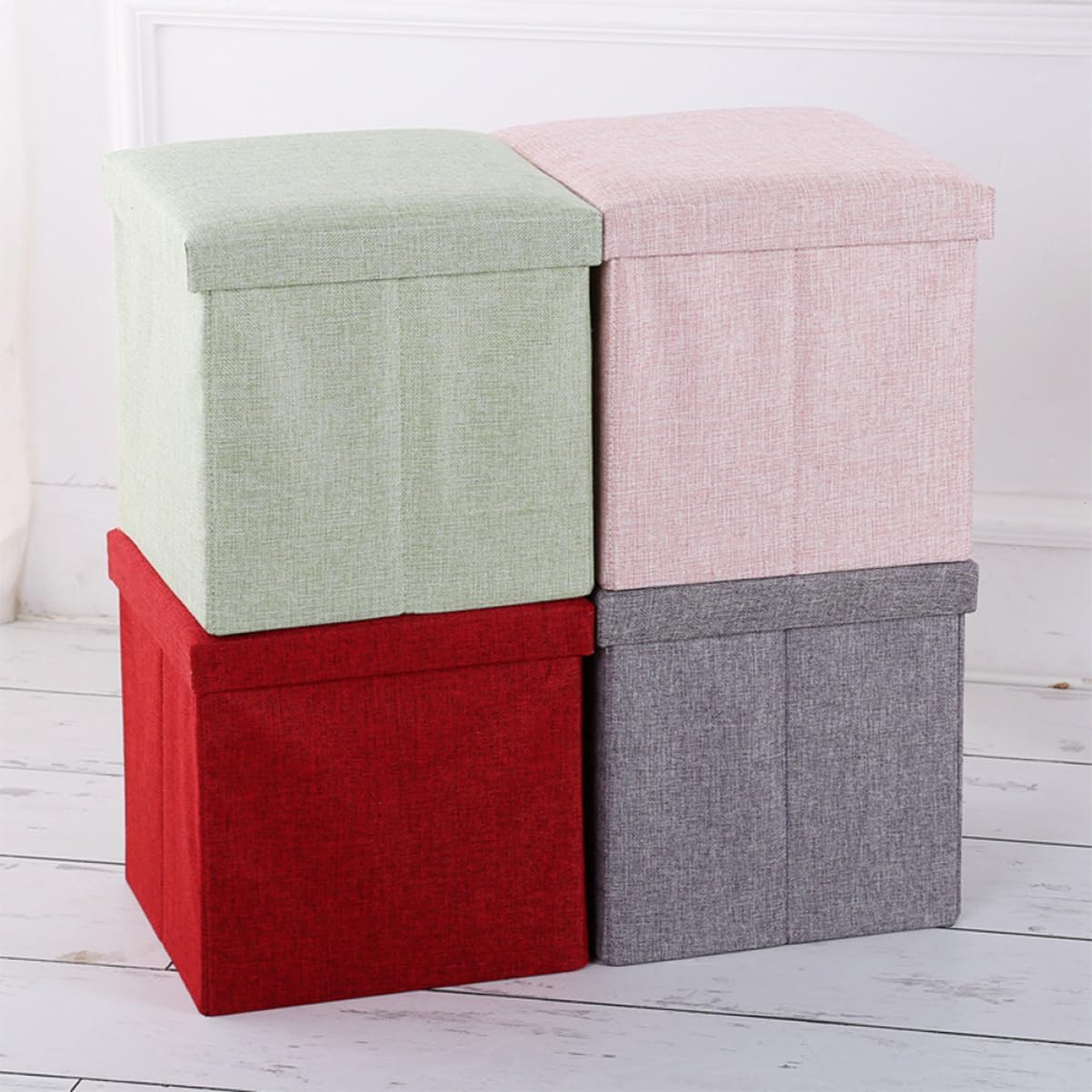 Foldable Storage Stool High-Bearing Ability Safe Material Storage Cube for Household Sundries Stool Box Comfortable Fabric for Boys and Girls