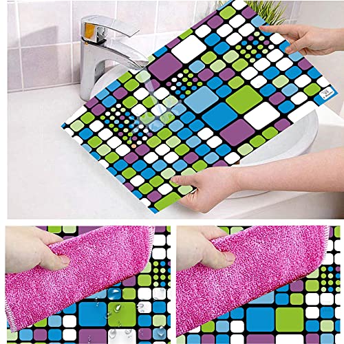 Image of Multipurpose Waterproof PVC Refrigerator /Fridge Drawer Mats Washable Non-Slip Shelf Liners for Kitchen Set of 8 Pcs (Check Green, 17.5x11.5 Inch)
