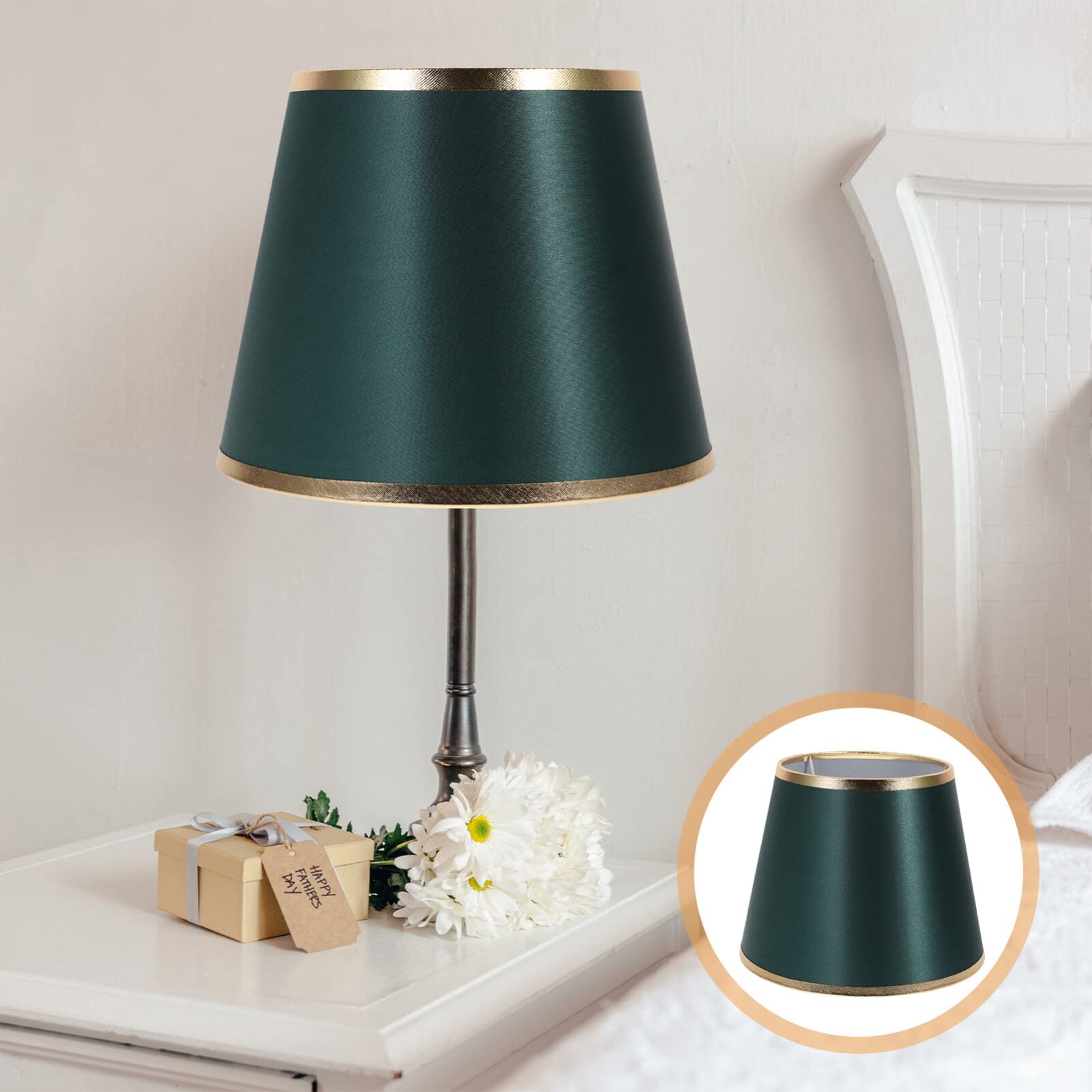 Pantalla de tela - Lámpara de araña de mesa, cubierta de tela para lámpara de mesa, luz de pie para bombilla E27, verde oscuro 7