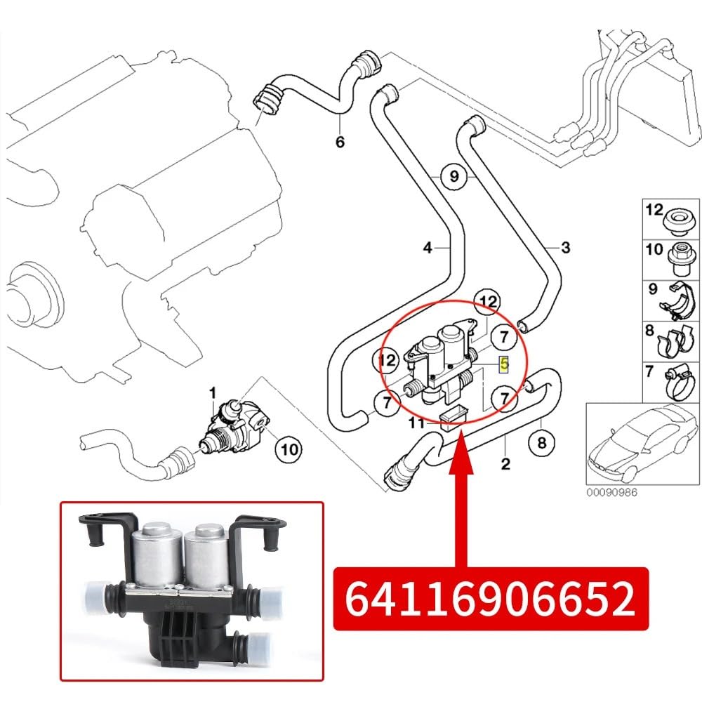Do Bmw E60 E63 E65 E66 535i 535i 545i 550i 645Ci X5 5 6 7 serii Wodą Ogrzewaniem Obejście | Zawór sterujący nagrzewnicą.