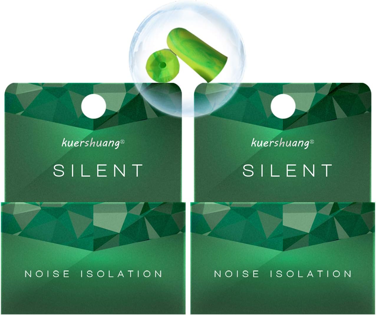 Kuershuang Ear Plugs 37dB SNR,Reusable and Soft Noise Canceling Earplugs for Sleep Noise Cancelling, Snoring, Flights, Shooting - 4 Pairs