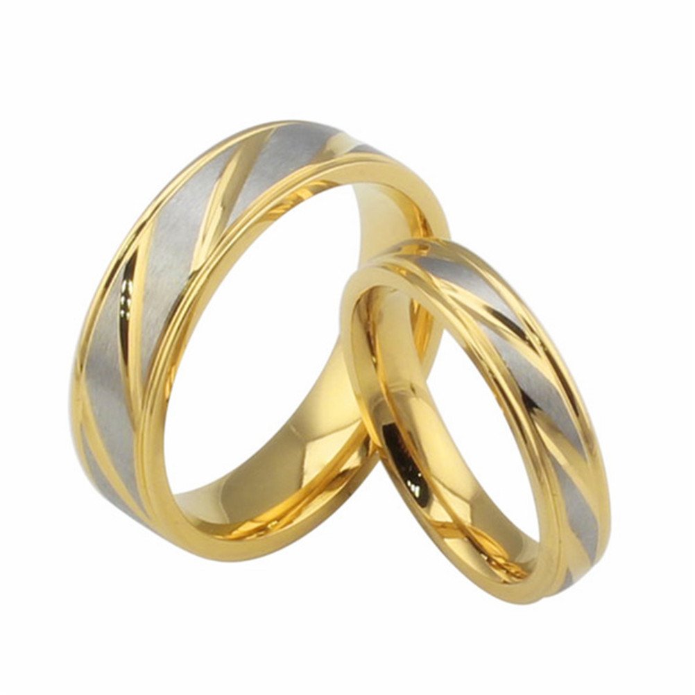 HIJONES Joyería Mujeres Hombres Acero Inoxidable 18K Multicolor Plateado Anillo Promesa Cruzada