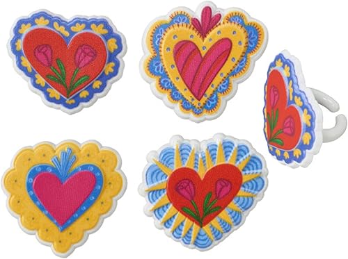 Miniatura 4 de Decoración de cupcakes de San Valentín anillos de corazón Milagros suministros de fiesta para hornear cupcakes pasteles donas paquete de 12 anillos