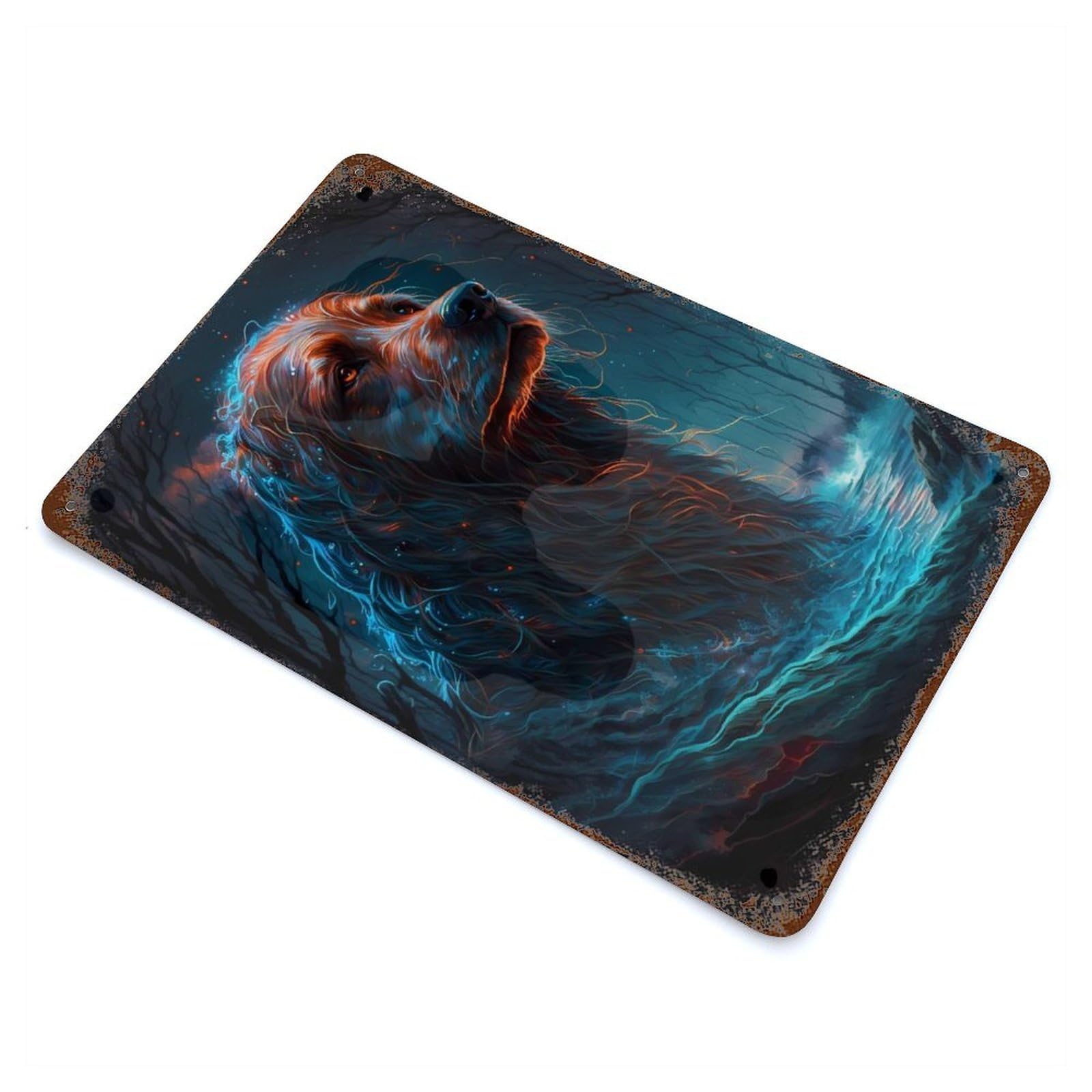Rust Effect Irish Setter Dog Quaint Vintage Metal Tin Sign 11.8"x7.9", Decorative Metal Wall Art for Office, Studio And Wall Decor