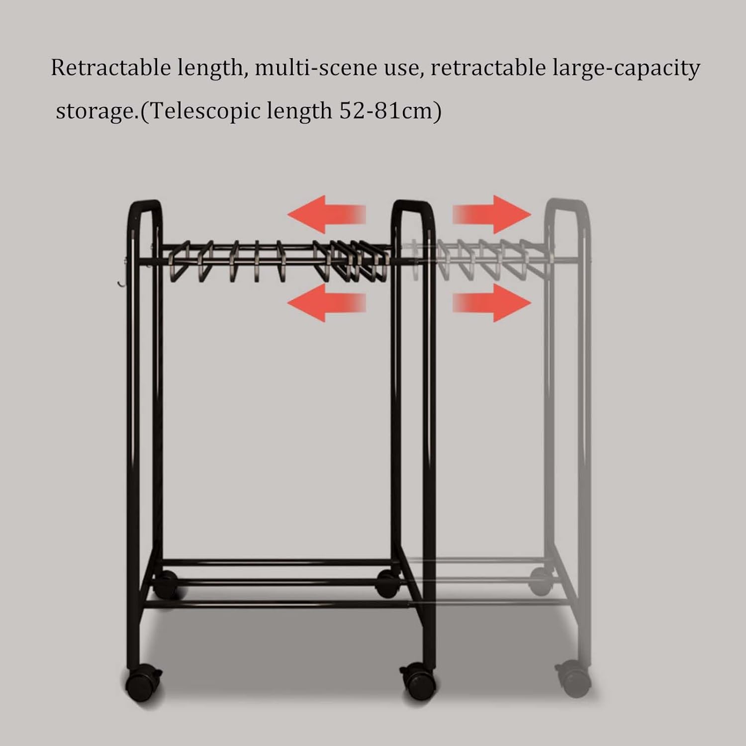 拡張可能な床置きパンツハンガートロリー - 引き出し式ズボン棚付きジーンズ＆スカート用メタル衣類ラック - クローゼット収納用ローリ