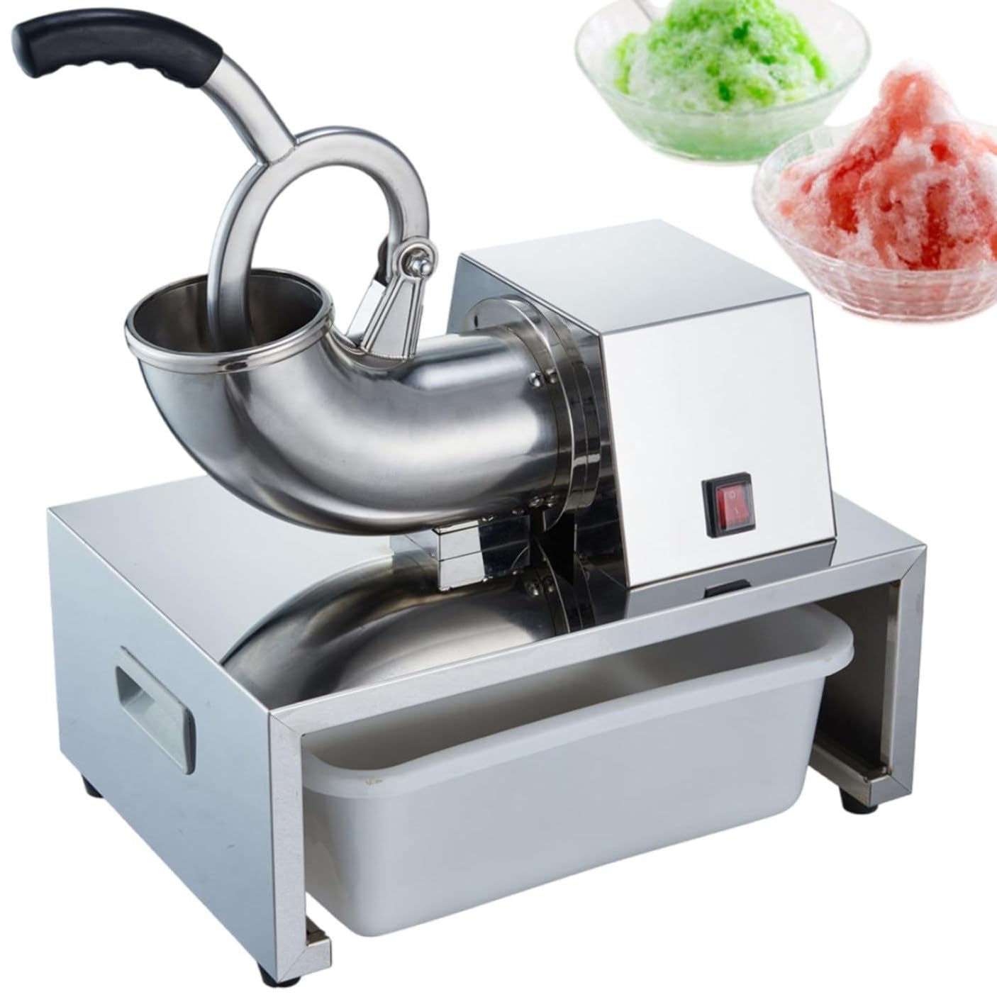 Trituradora de hielo eléctrica, motor de cobre de 200 kg/h 1400 rpm, cuerpo de acero inoxidable, para fiestas, reuniones familiares, eventos