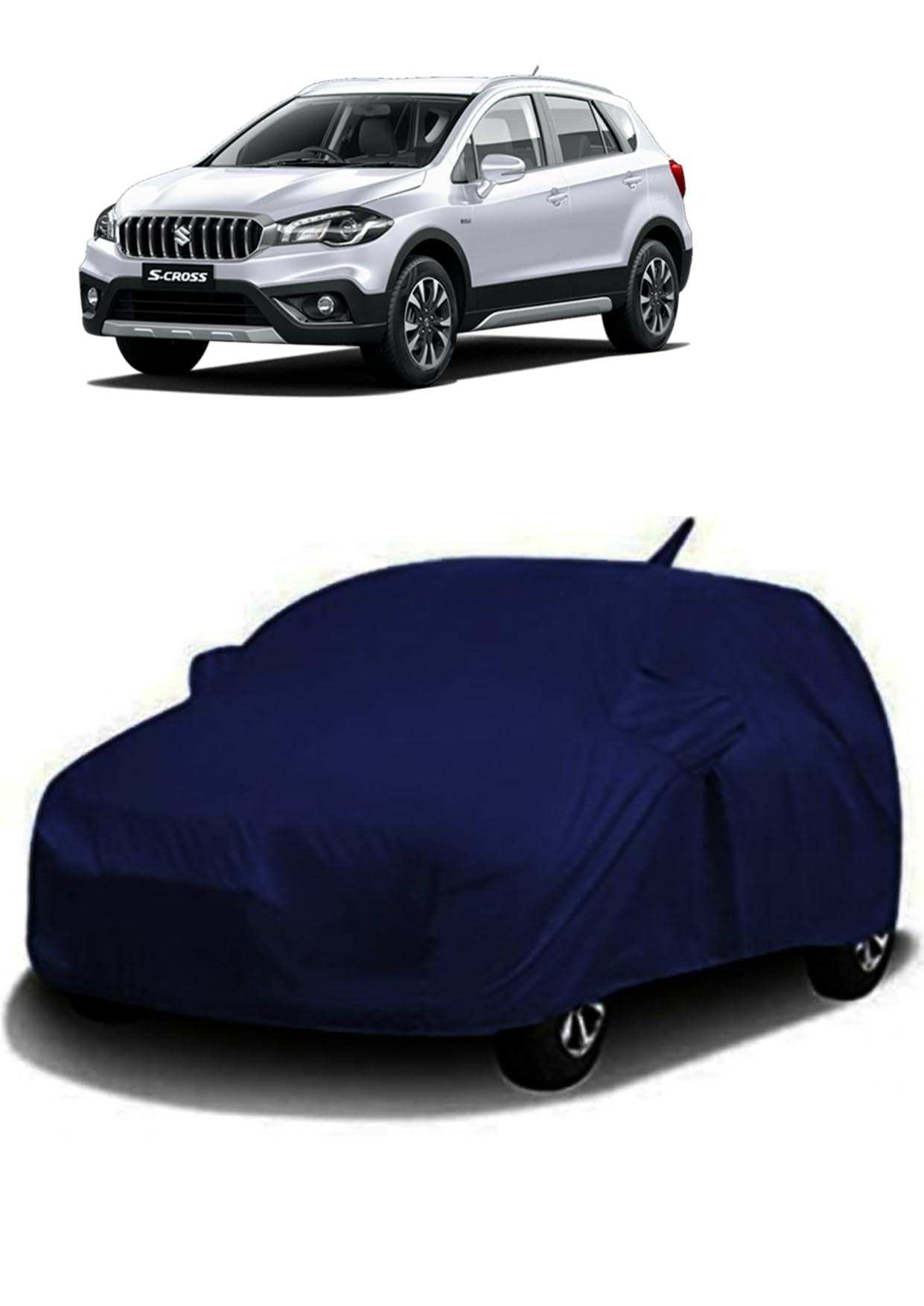 Water-Resistant Car Cover for Maruti Suzuki S-Cross – Dustproof, UV Protection, Scratch Resistance, Secure Buckle Strap, Elastic Front & Rear – Blue-image-46