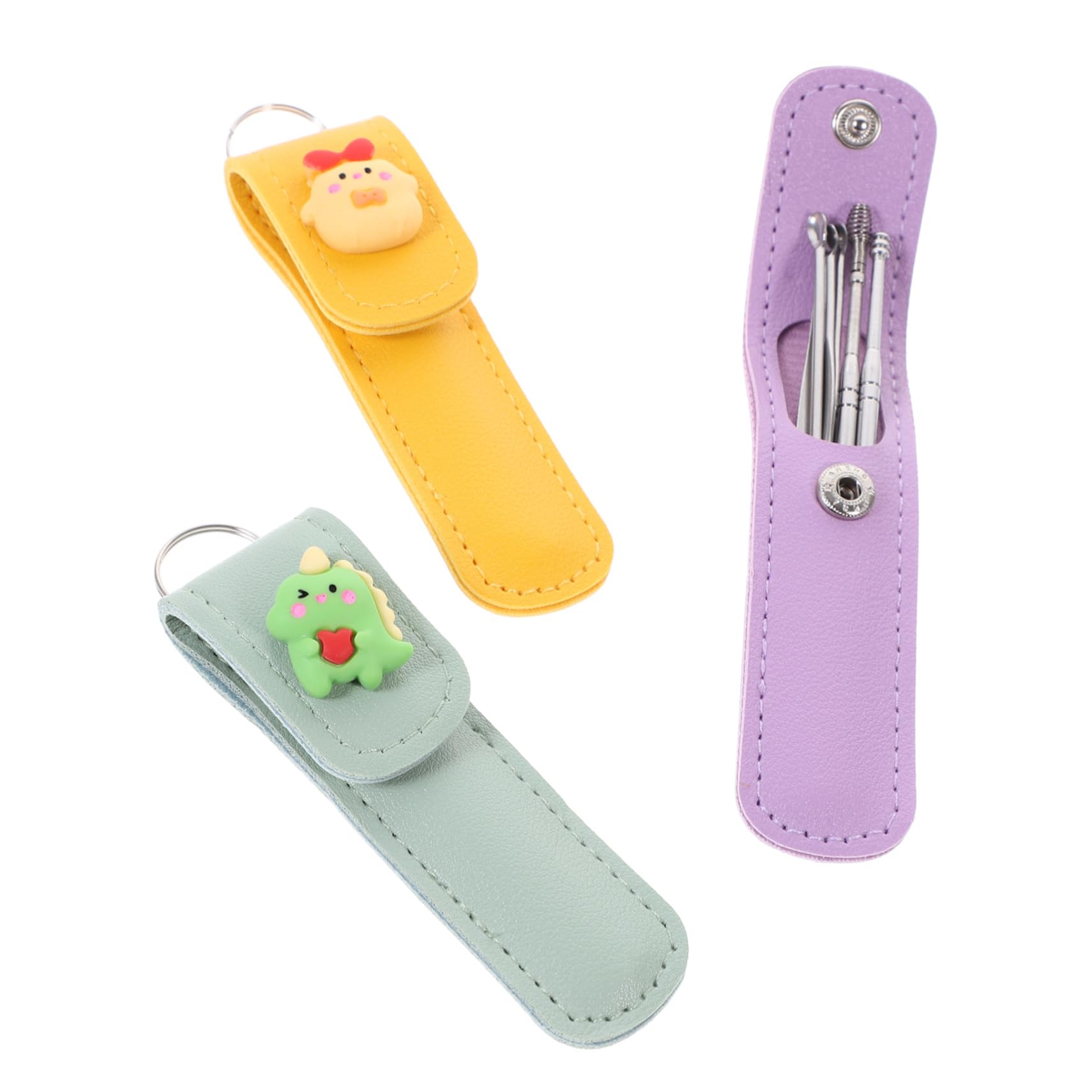 3sets Portable Earwax Removal Set Cute Cartoon Ear for Safe Ear Cleaning Lightweight Durable Tools for Home Use