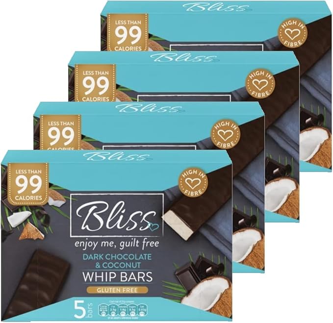 BLISS WHIP DARK CHOCOLATE & COCONUT Snack Bars 25g Guilt Free 99 Cal 4