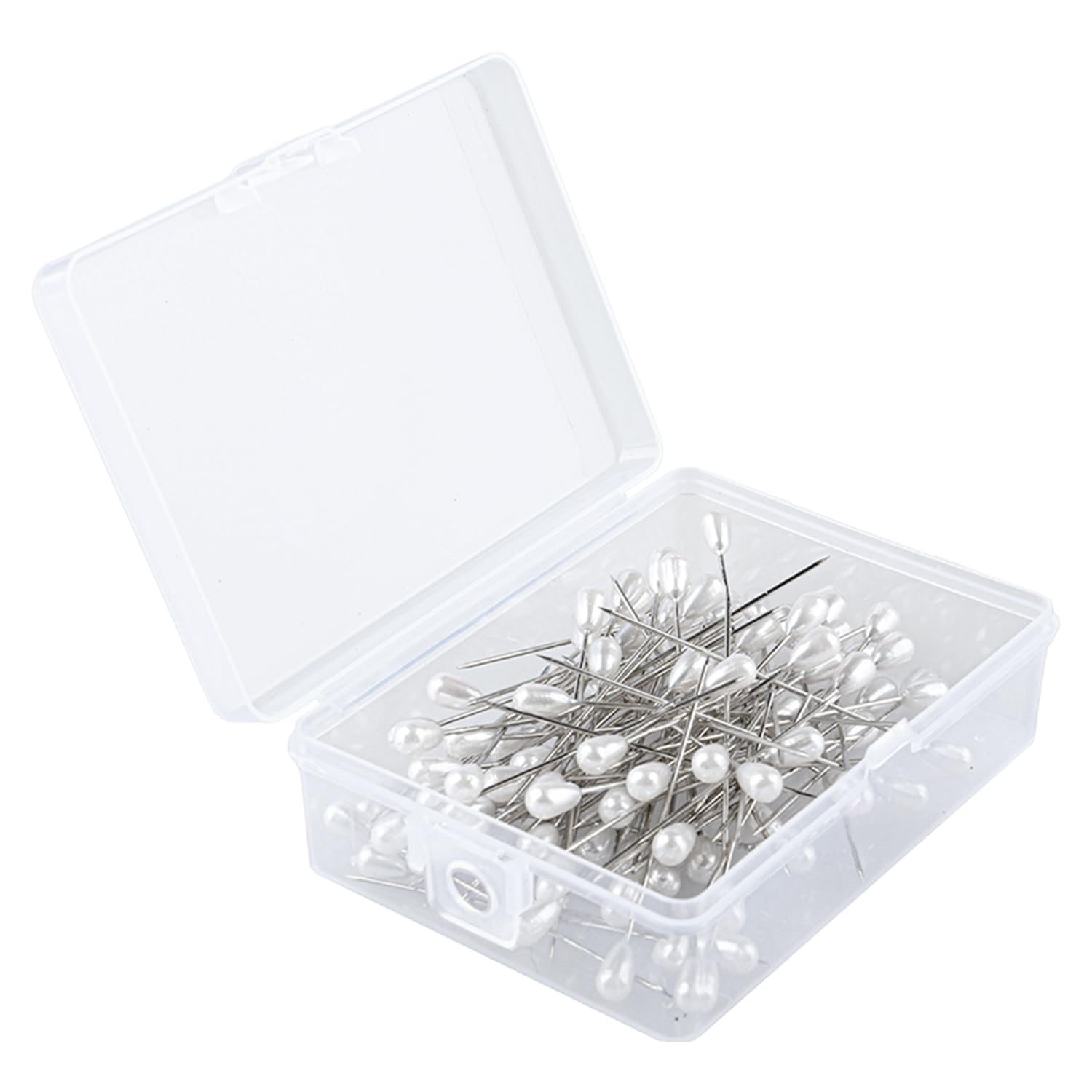 Bojueshaw White 100Pcs Round Pearl Head Pin,5.5Cm Teardrop Pearl Head Pins,Boutonniere Pins,Flowers Wedding Pins, Straight Head Pins For Bouquets Crafts Sewing Decorations Wedding Diy