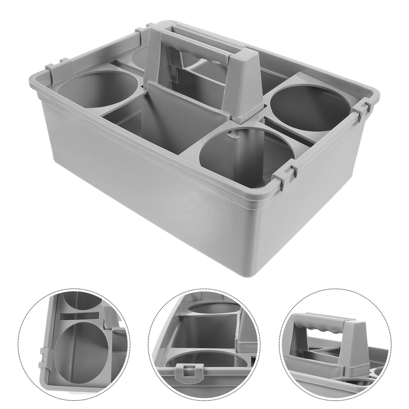 DOITOOL Cesta Organizadora de Plástico y Compartimentos Separados Asa Ergonómica para Almacenar Utensilios y Productos de Limpieza Hogar