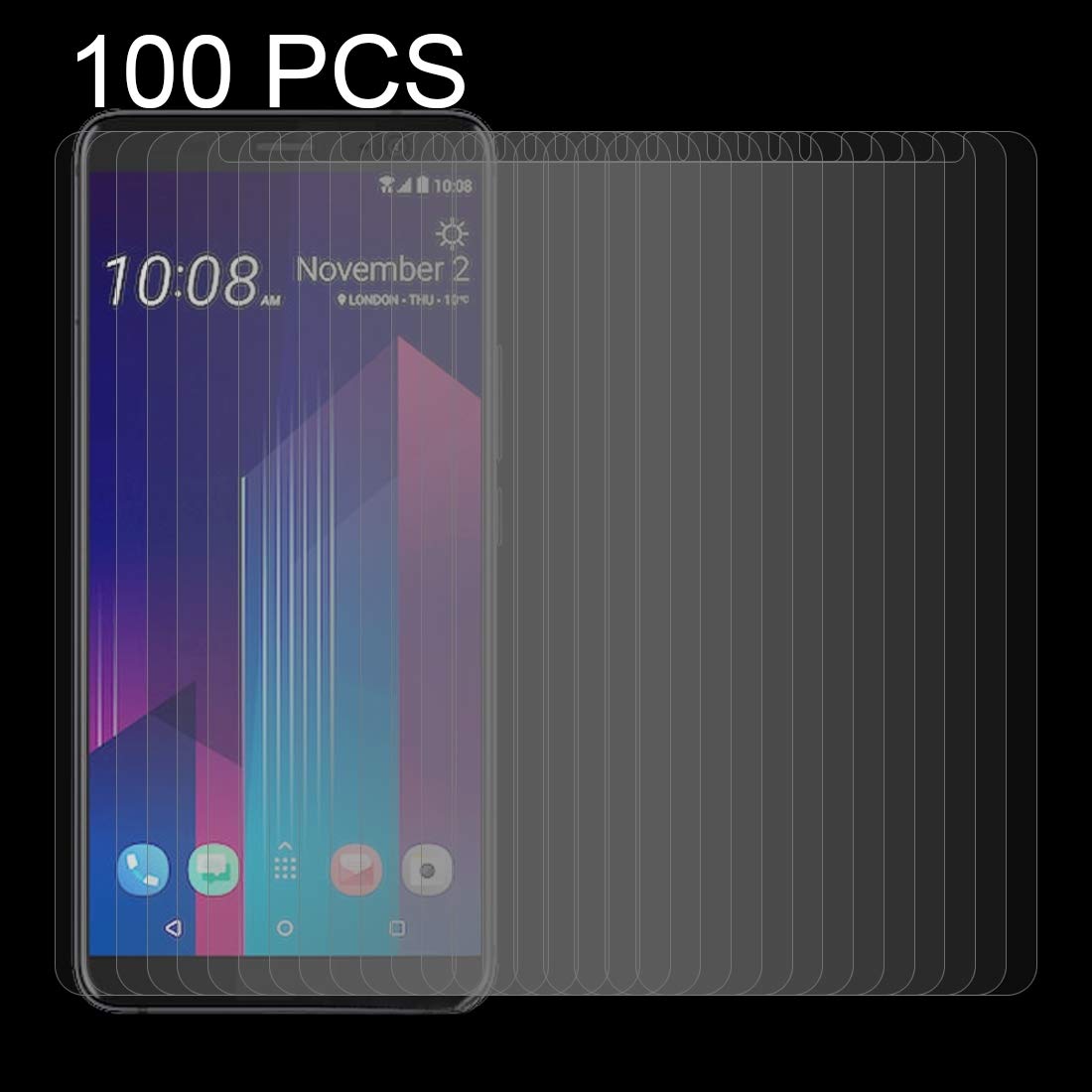 Película protectora de pantalla 100 PCS Compatible for HTC U11 0.26mm 9H Dureza superficial 2.5D película protectora de pantalla de cristal moderado borde curvo Accesorios Compatible para celul