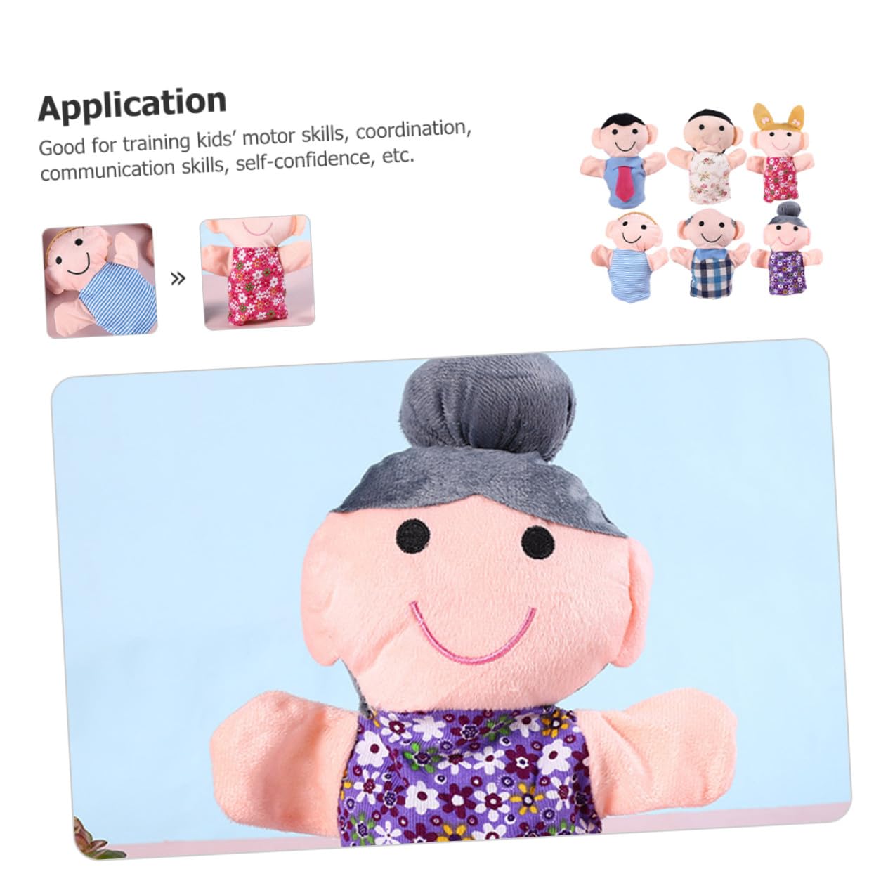 Marioneta de Mano para Niños, Pack de 6, Felpa y PP Cotton | Juego de Rol y Uso Exterior, Diseño Adorable y Creativo, Cómodo de Llevar y Portátil