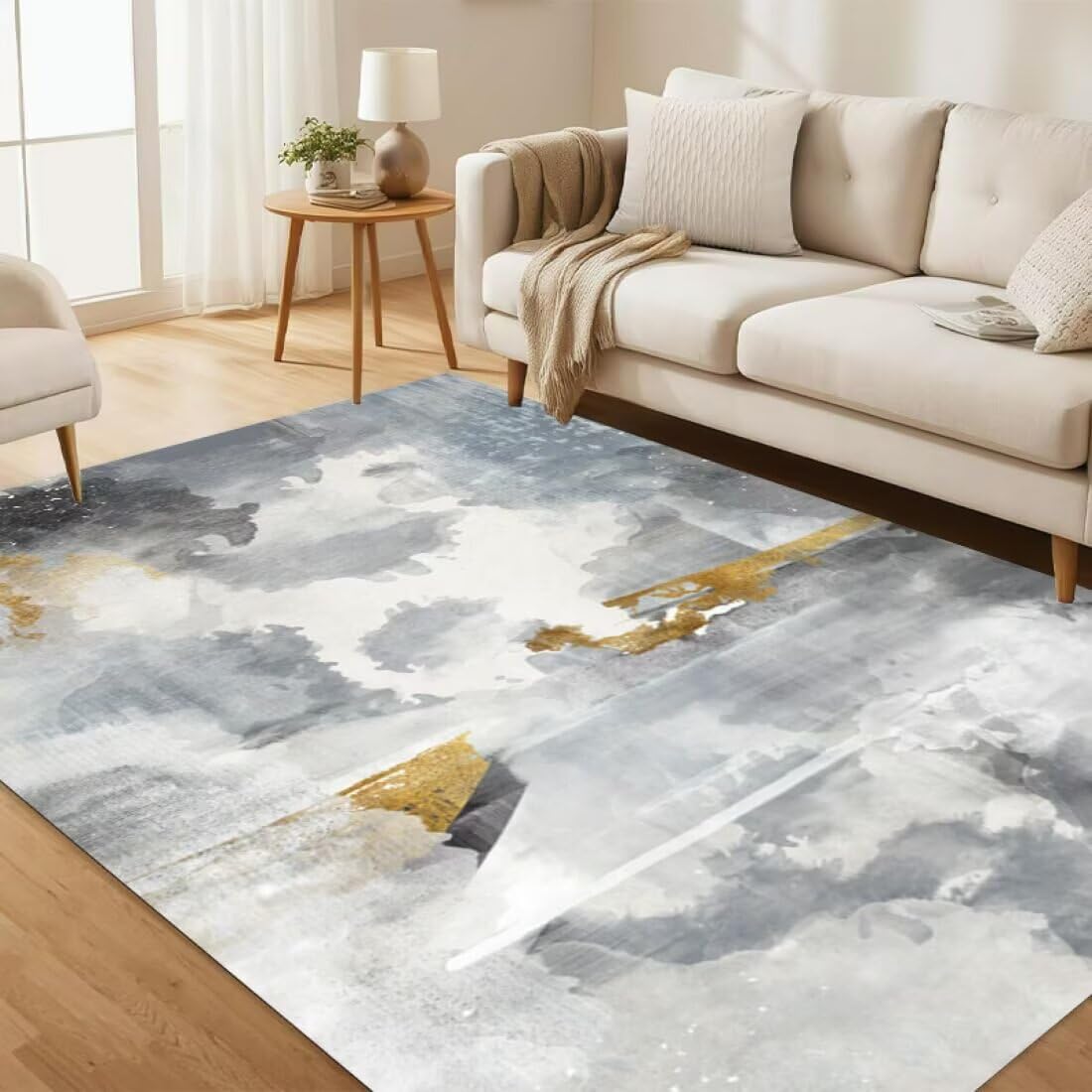 Grand tapis salon 80x160cm moderne motif abstrait d'une élégance minimaliste