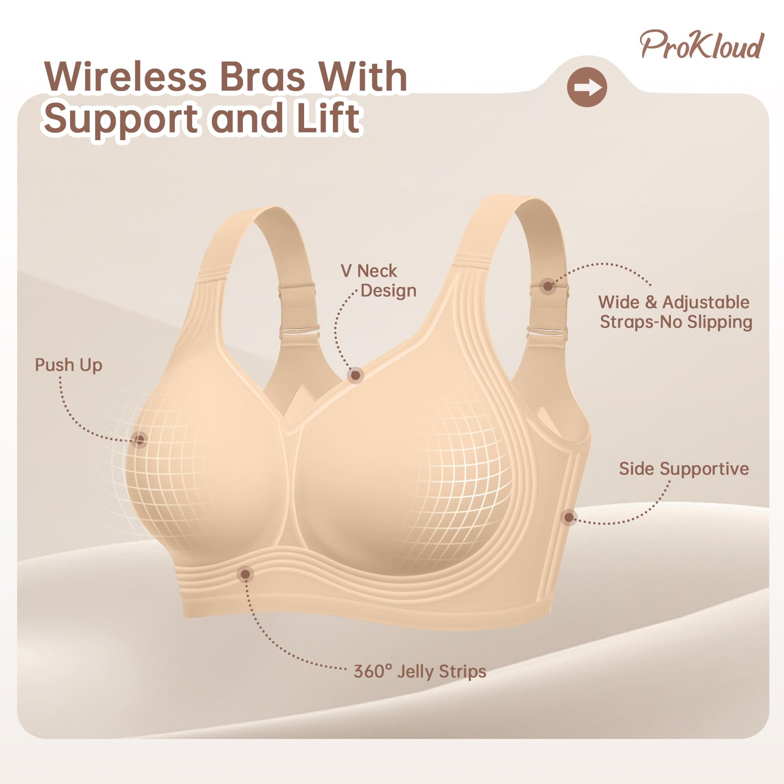 Jelly Bras for Women No Underwire Wireless Bra with Support and Lift Full Coverage Plus Size Seamless Comfy Bra