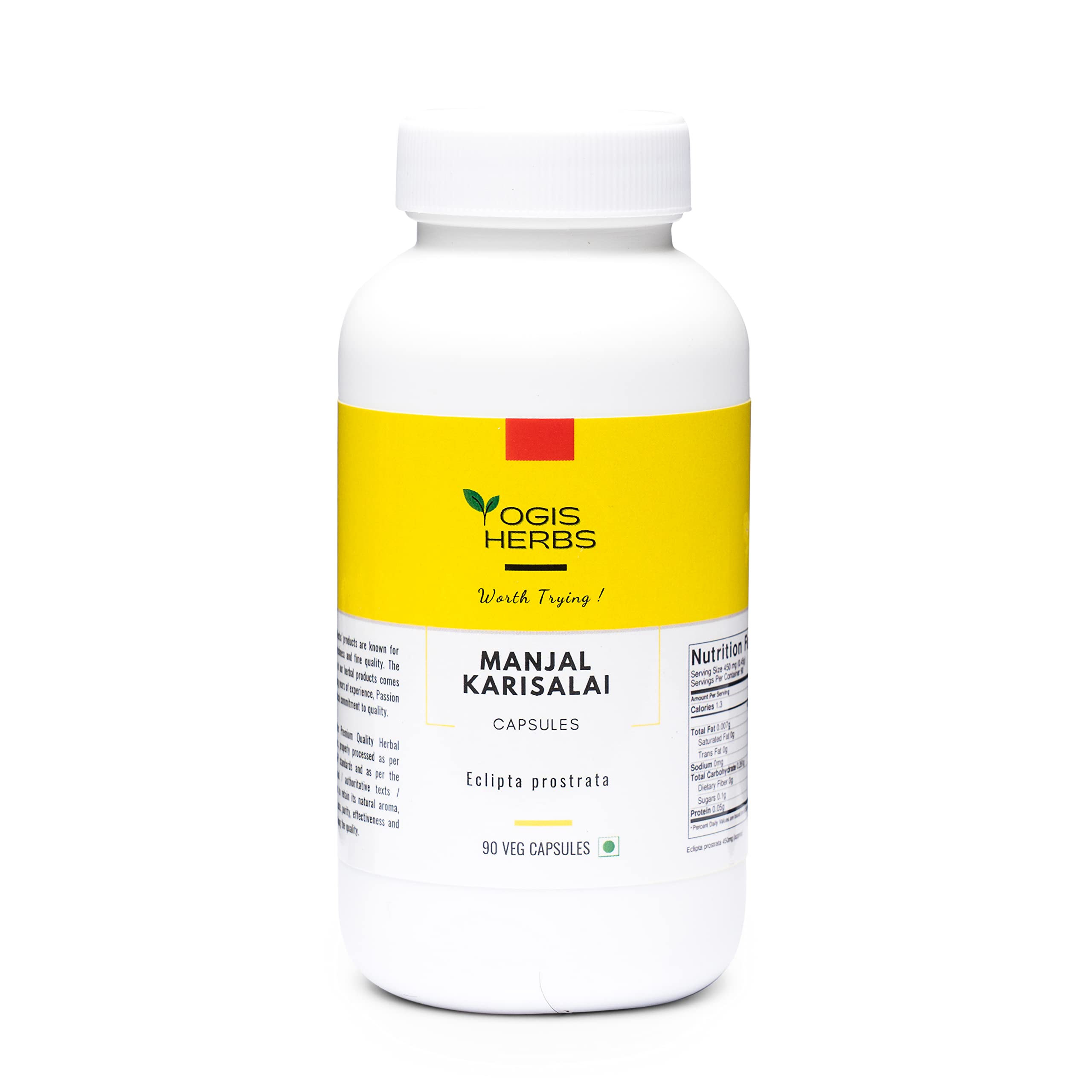 YOGIS HERBS Manjal Karisal Capsules (Eclipta Alba/Bhringaraj) – 90 Veg Capsules