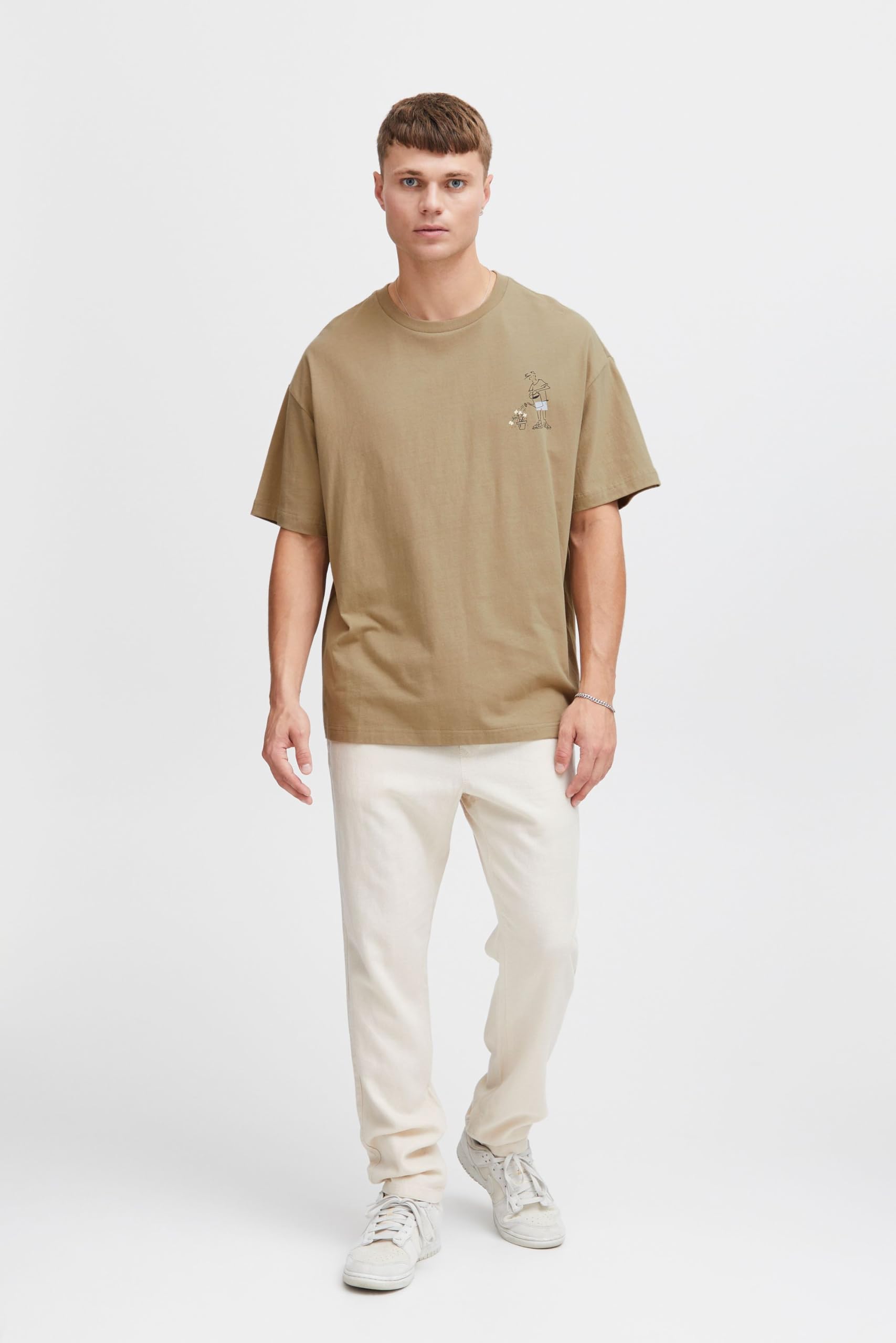 !Solid SDImre - Maglietta da uomo a girocollo, 100% cotone, oversize