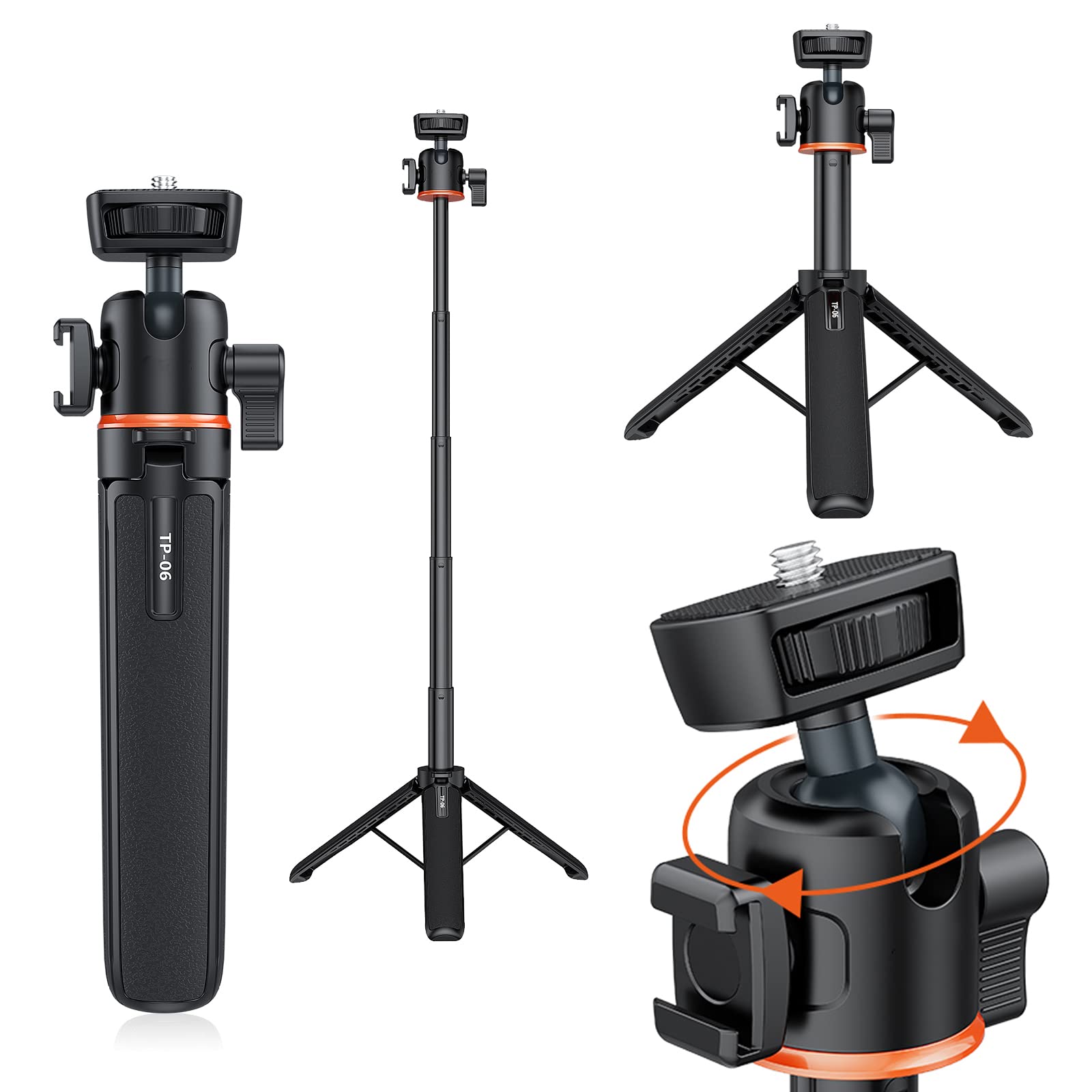 Mini Treppiede Universale Per Telefono E Fotocamera, 360° Con Slitta Fredda E Vite 1/4", Portatile Per IPhone, Android, GoPro