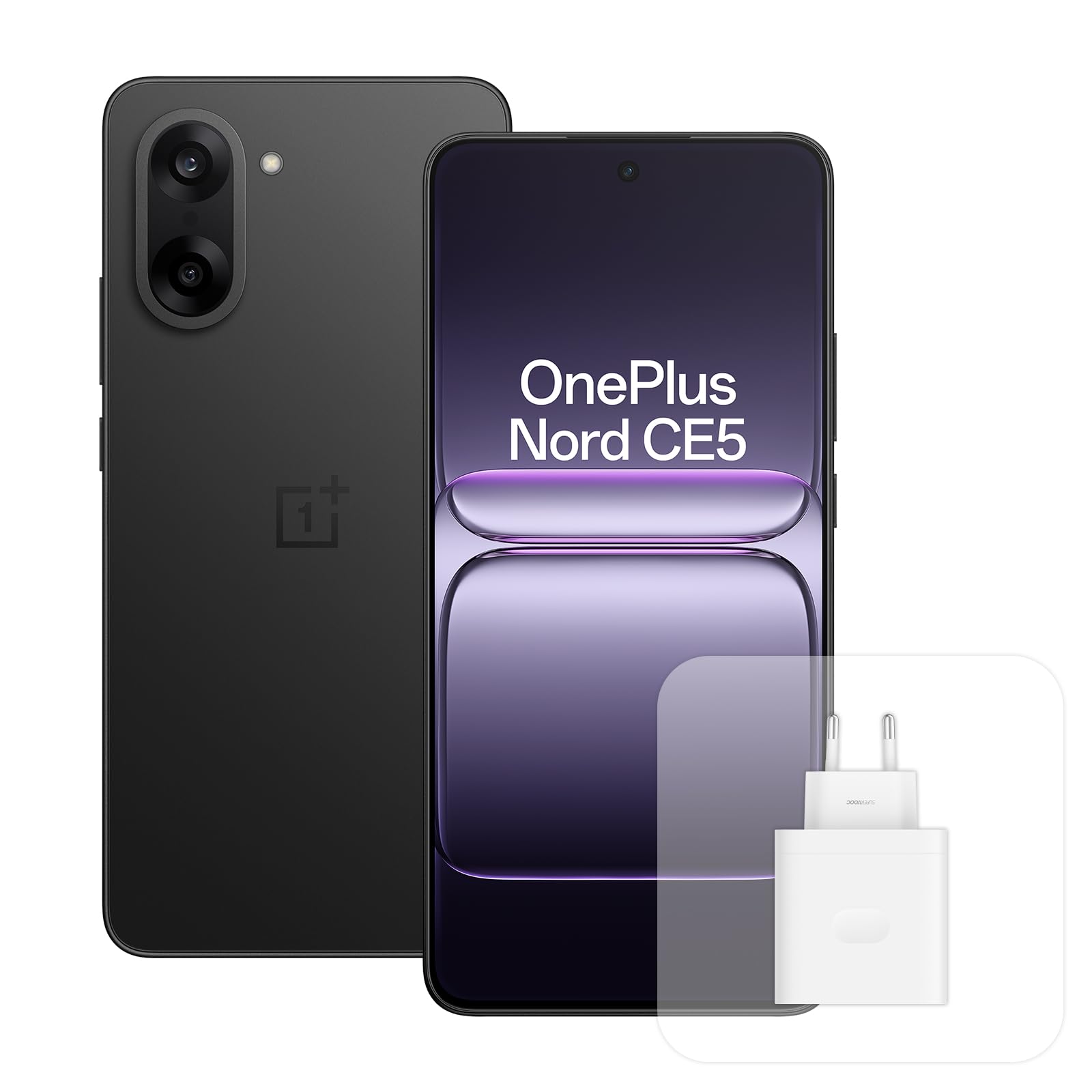 OnePlus Nord CE5 Smartphone 8 GB RAM 256 GB Speicher, 6,77 Zoll, 120 Hz AMOLED, 50 MP OIS, 5200 mAh Akku, mit 80 W Ladegerät, Schwarz