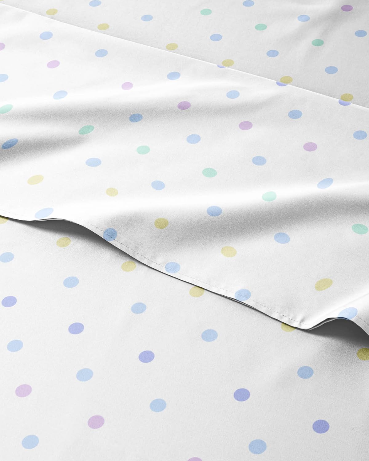 kids queen size polka dots bed sheets - 4 piece kids dots microfiber sheet set - spotty patterned bedding - soft, breathable & machine washable - multicolor bed set for boys, girls, teens and toddlers