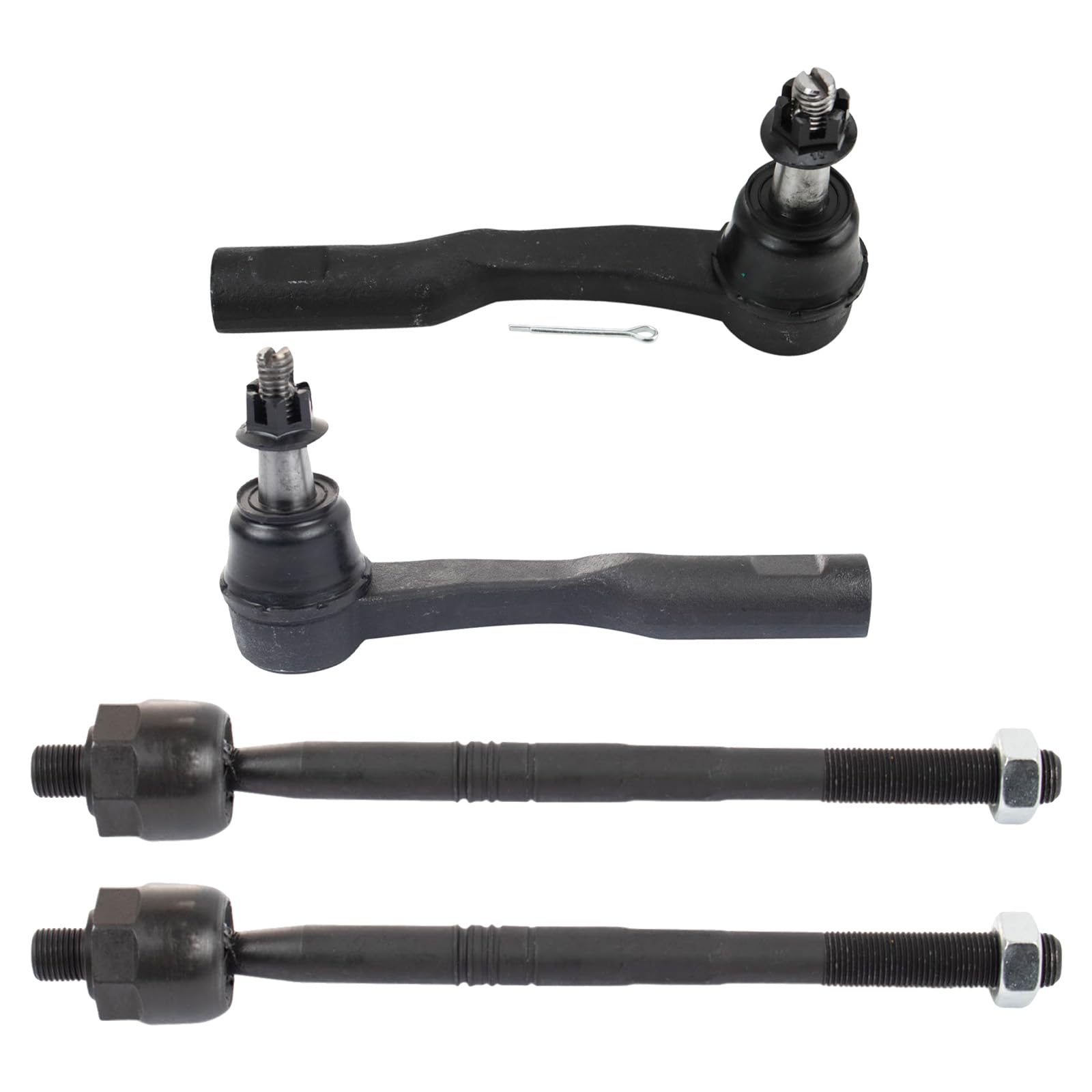 TRQ Front Inner and Outer Tie Rod Set Compatible with 2013-2015 Chevrolet Malibu 2016 Malibu Limited