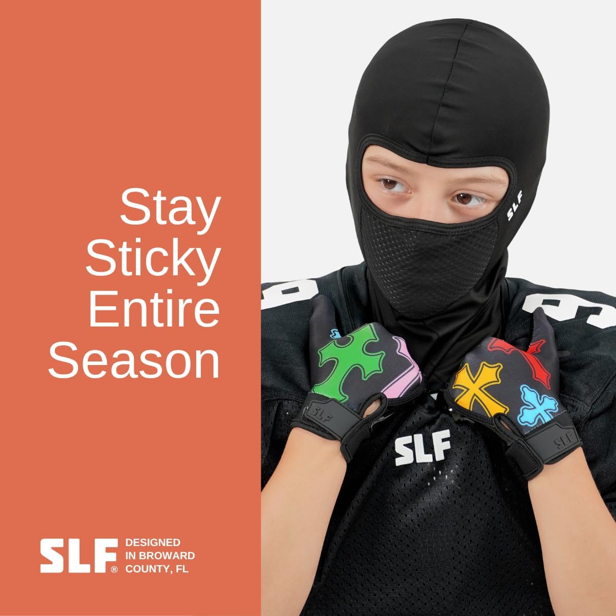 SLEEFS Youth Football Gloves for Boys & Girls - Wide Receiver Football Gloves with Sticky Grip for Catch Control - Lightweight, Breathable Fit - Durable Kids Glove, Youth Small or Large