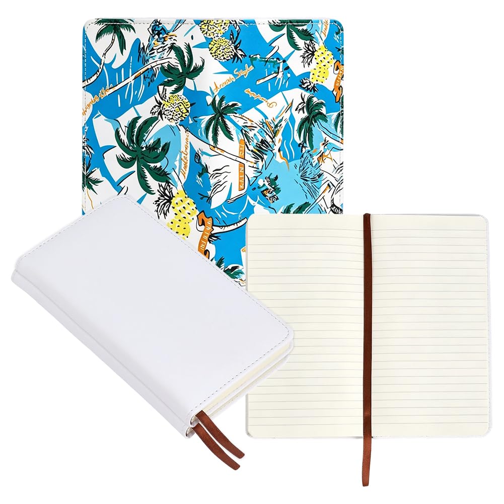 FINGERINSPIRE 4PCS Sublimation Notebooks 178x98x17mm Imitation Leather Notebook White Rectangle A6 Size Blank Sublimation Journal Notebooks for School Office Supplies (96 pages/PC)