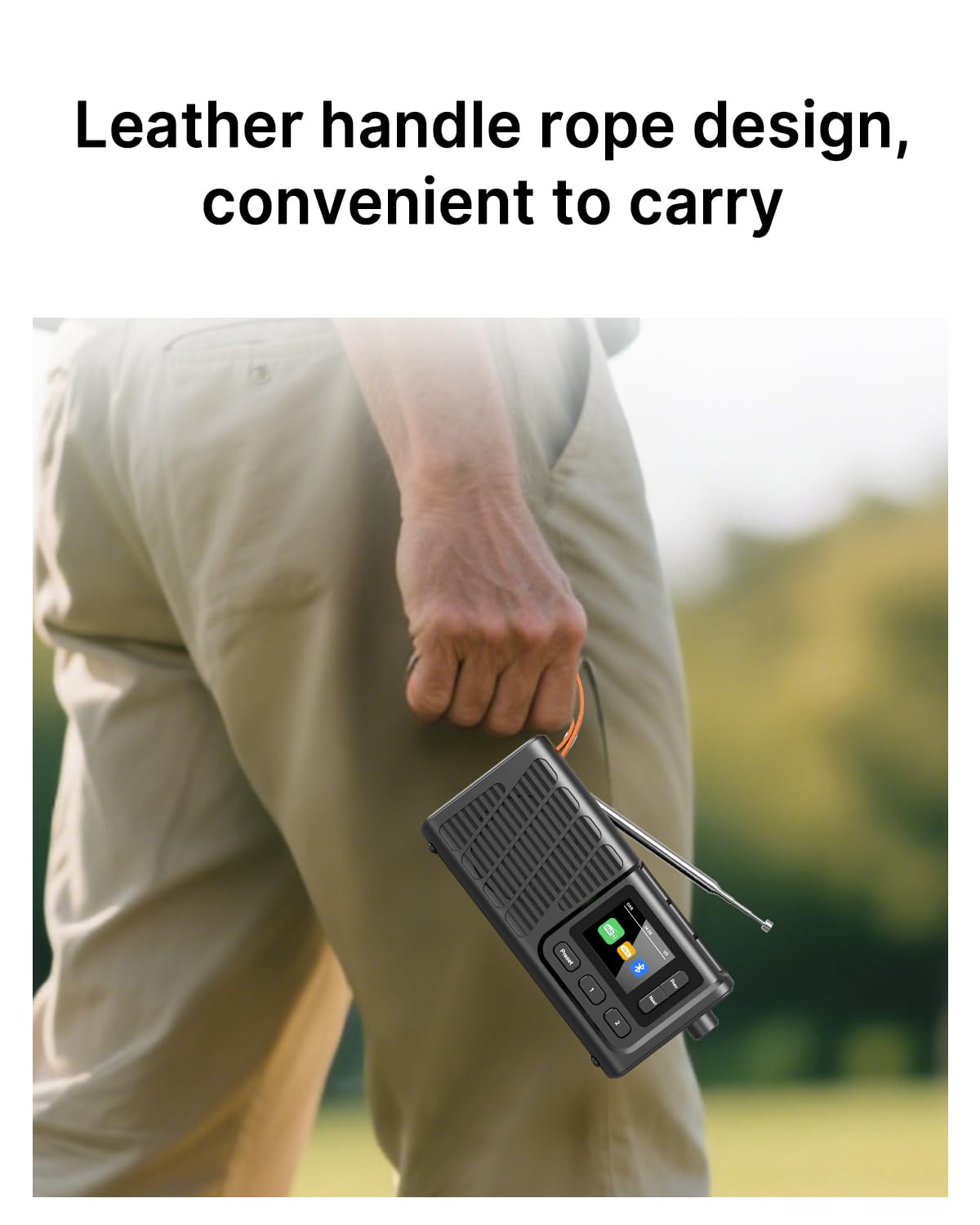Radio portatile DAB+/FM con Bluetooth, radio da cucina con cavo o batteria da 2200 mAh, radio digitale FM con jack per cuffie, doppia sveglia, 40 preimpostate, display a colori