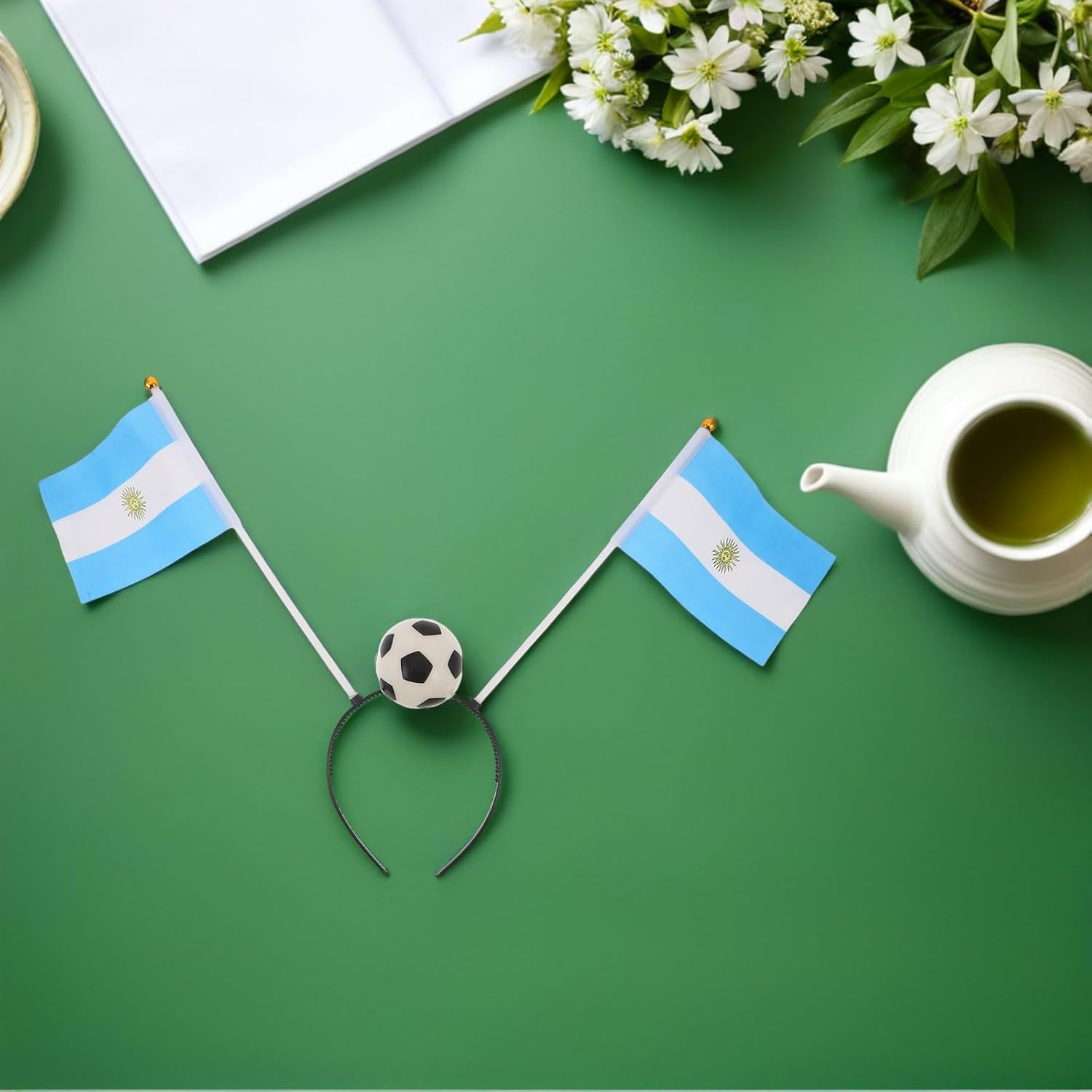 LOGOFUN 4PCS Soccer Headband International World Flags Boppers Sports Hair Bands for Game Day School Team Spirit Fans Party Favors - Argentina