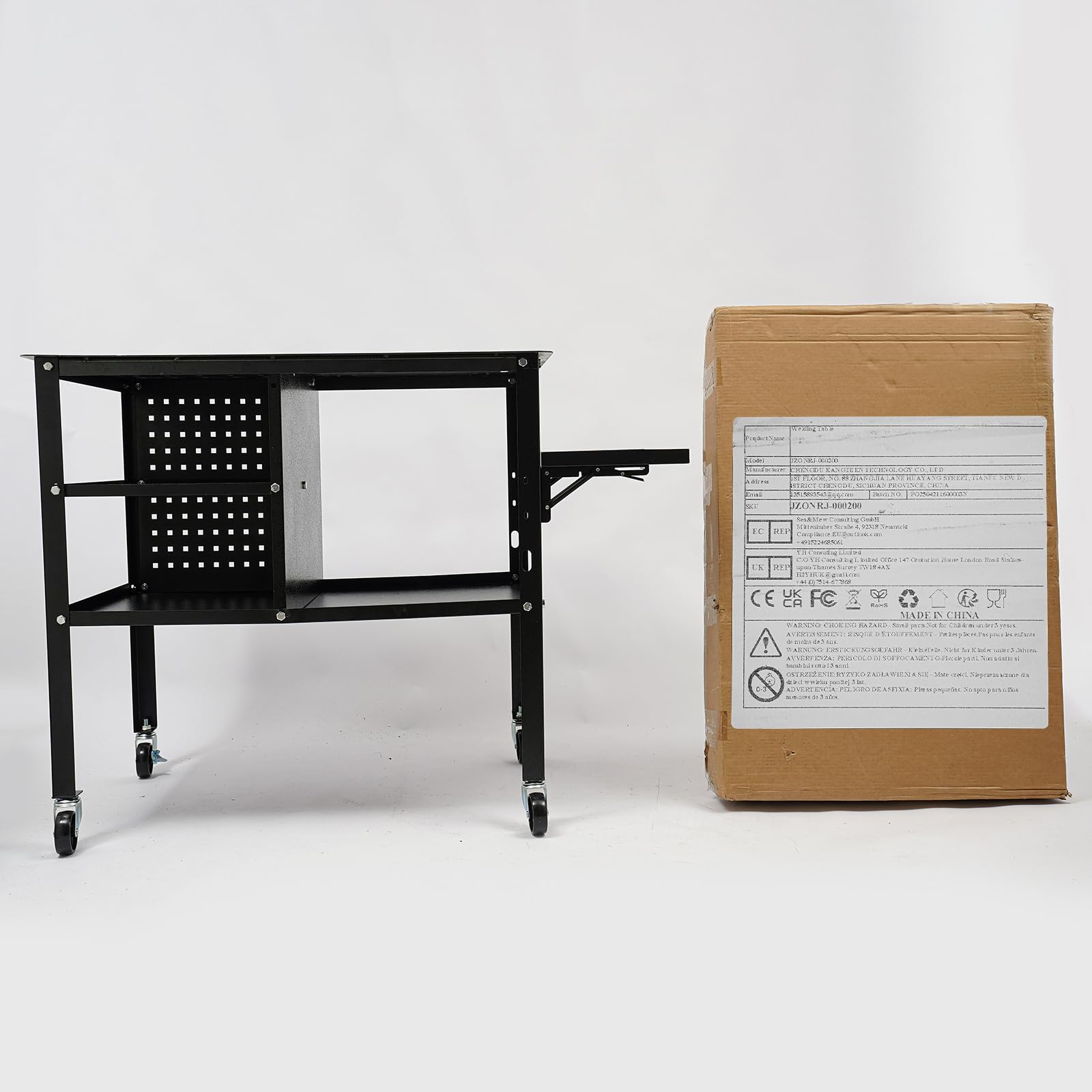 Mobiler Schweißarbeitstisch 100x60x85cm Schweißwerkbank 500kg Tragfähigkeit Werkbank Schweißtisch Klappbar mit 2 S-förmige Haken, Arbeitstisch mit 4 Universalräder, Stahlarbeitsplatz