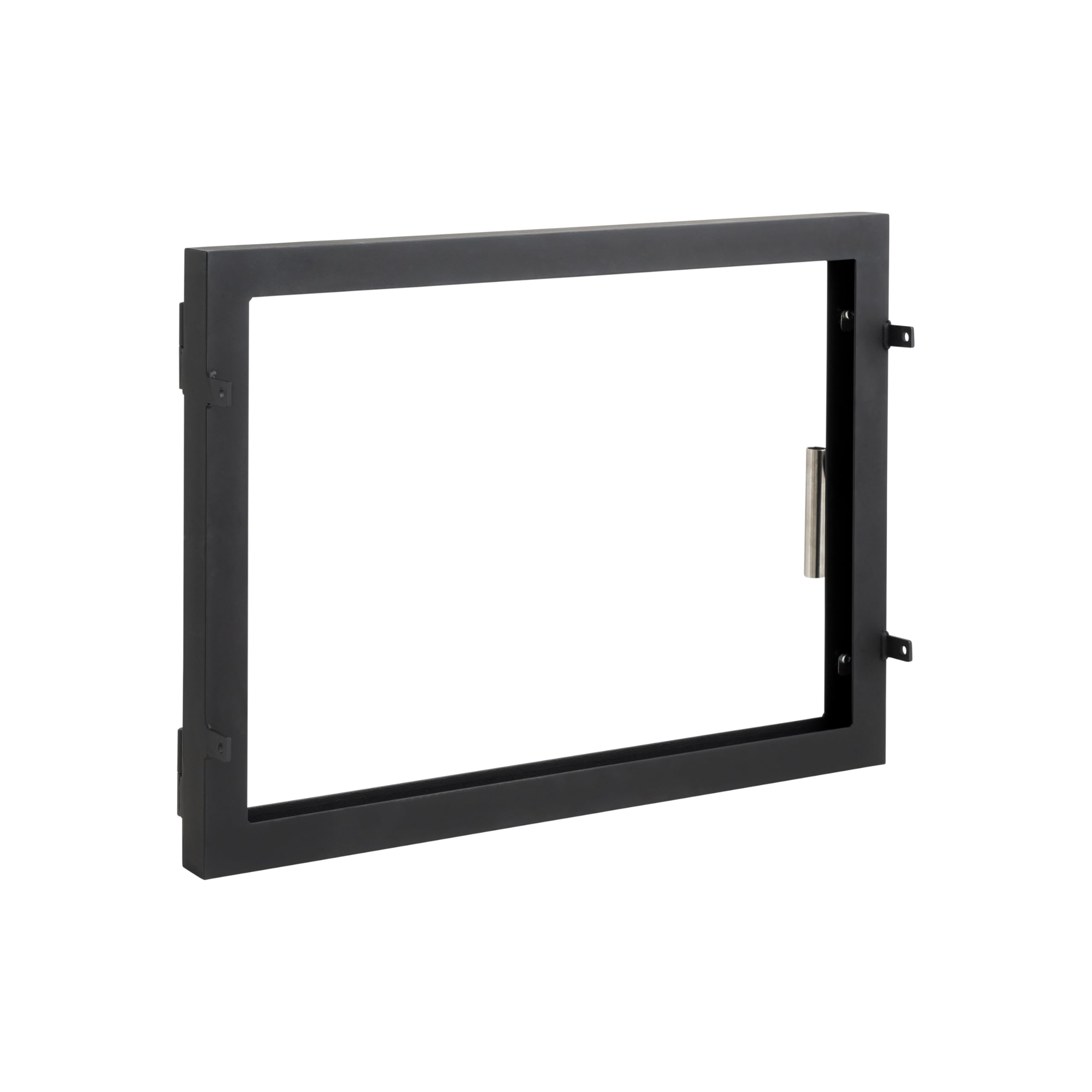 Puerta de horno de chimenea con cristal para hornos de pizza y acero para caldera. Apertura: derecha | Tirador a la izquierda. Ventana grande. Accesorios dorados. Model D3 (70x42cm)