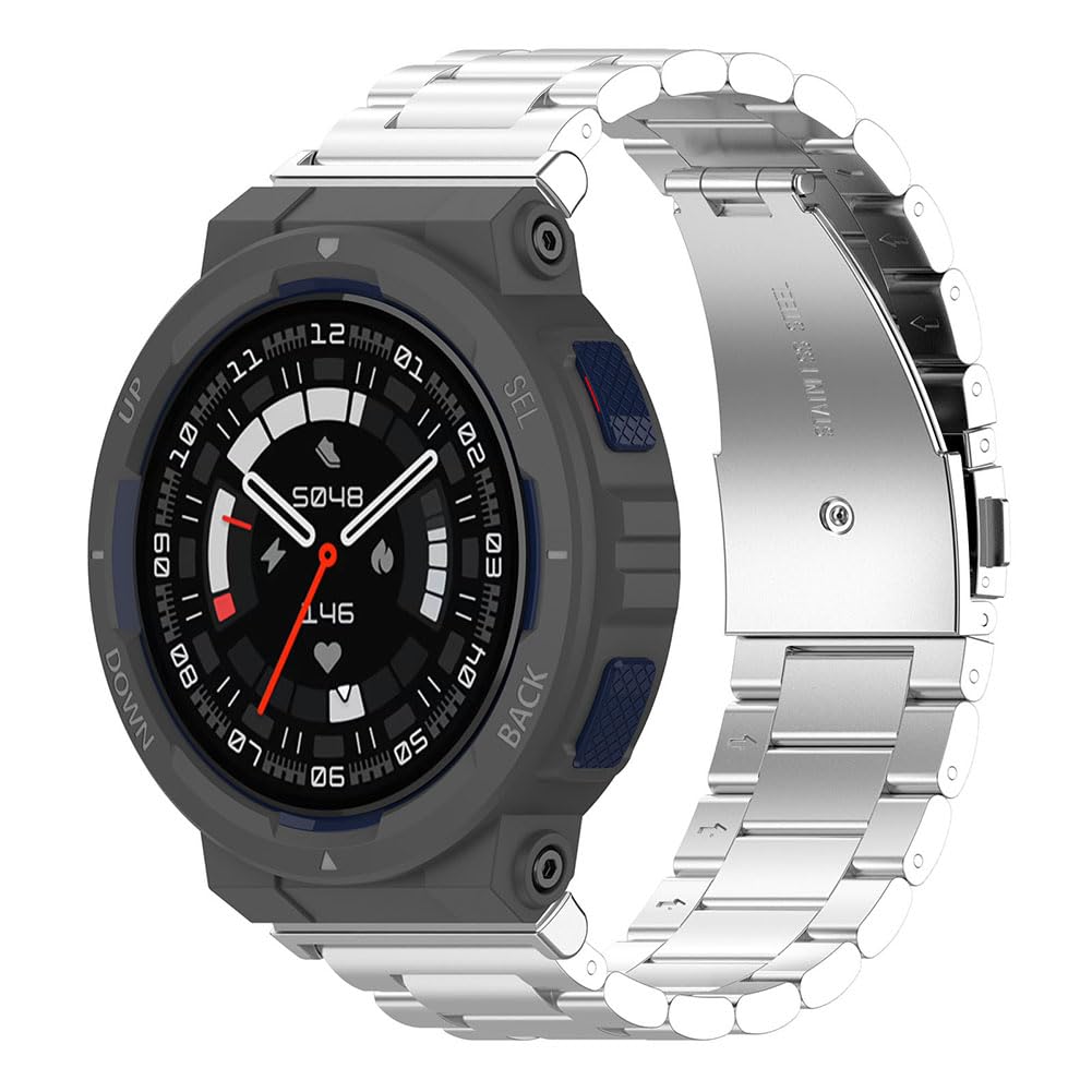Strap Compatible with Amazfit Active Edge (A2212) Metal Straps, Comfortable Stainless Steel Bracelet for Amazfit Active Edge Strap