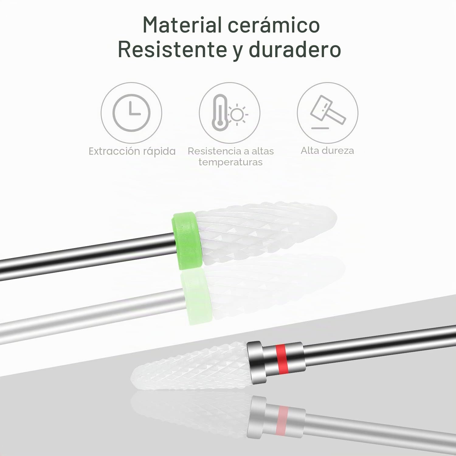 MAQUITA Juego de 7 brocas de cerámica para uñas, profesional, para quitar gel, acrílico, cutícula, diamante, 3/32, brocas para uñas, para manicura, pedicura, salón, uso en el hogar (White)