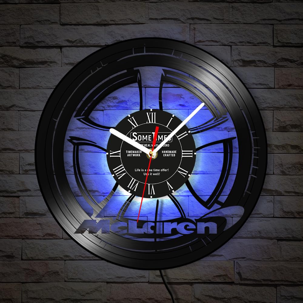 The Geeky Days Garage Wall Clocks with Personalized Name Car Wheel Dial,  Kinds of LED Color Vintage Wheel and Tire Wall Clock Car Service Custom