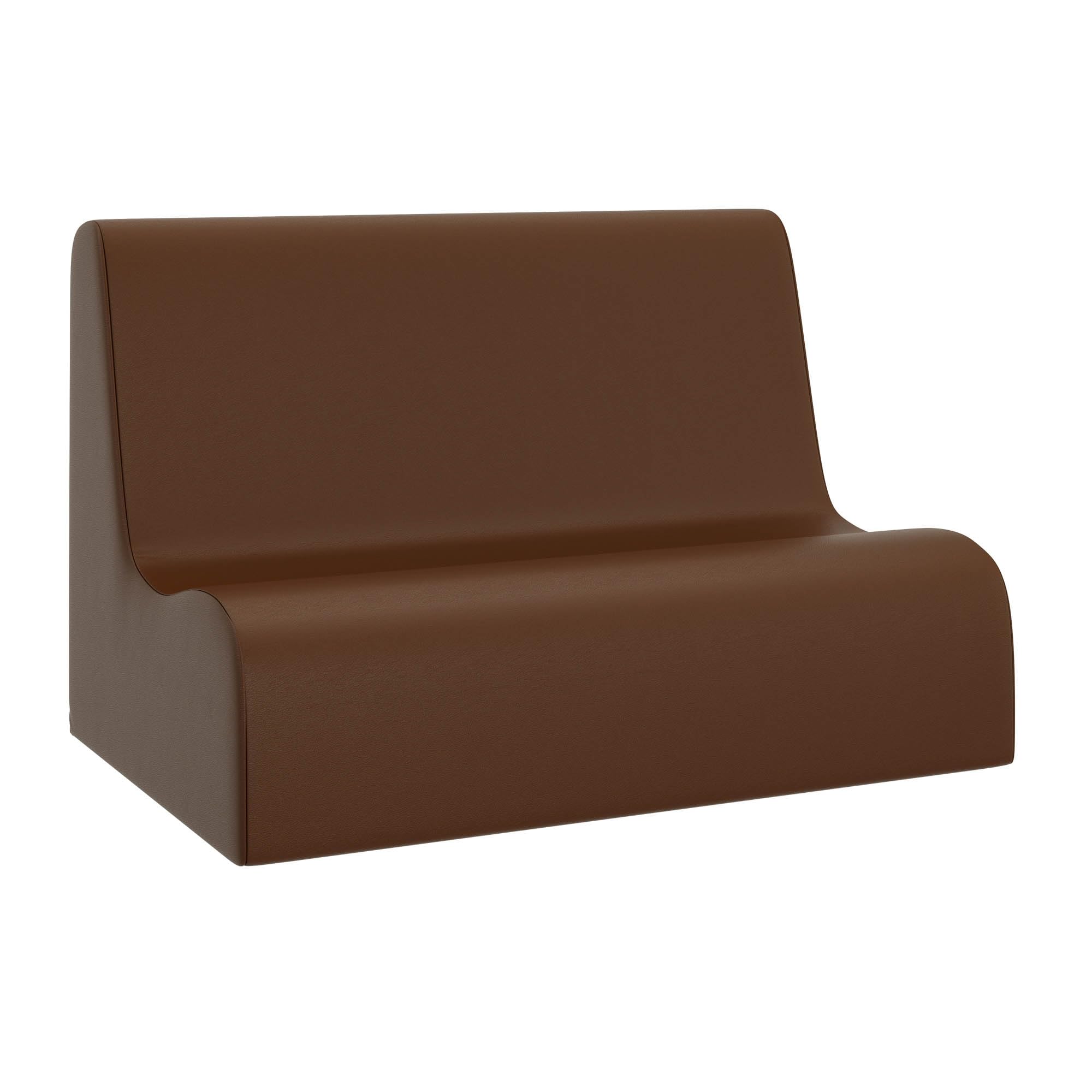 Children's Factory Small Contour Sofa, Mix-and-Match Kids Chairs, Sofas, Corner Ottomans and Cubes, Foam-Filled and Water-Resistant, Flexible Seating for Classroom Elementary, Walnut Kids Couch