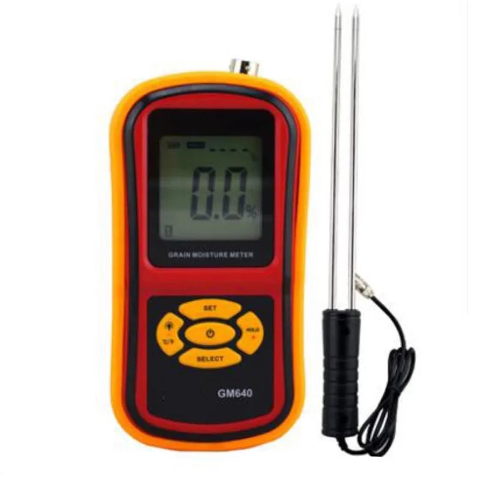 Amrttwy One Color Moisture Meter, Gm640 Digital Grain Moisture Meter With Measuring Probe And Portable Lcd Display For Corn Wheat Rice